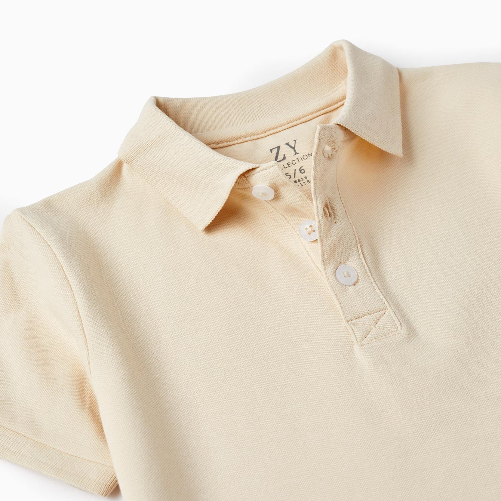 Short Sleeve Polo in Cotton Piqué for Boys, Beige