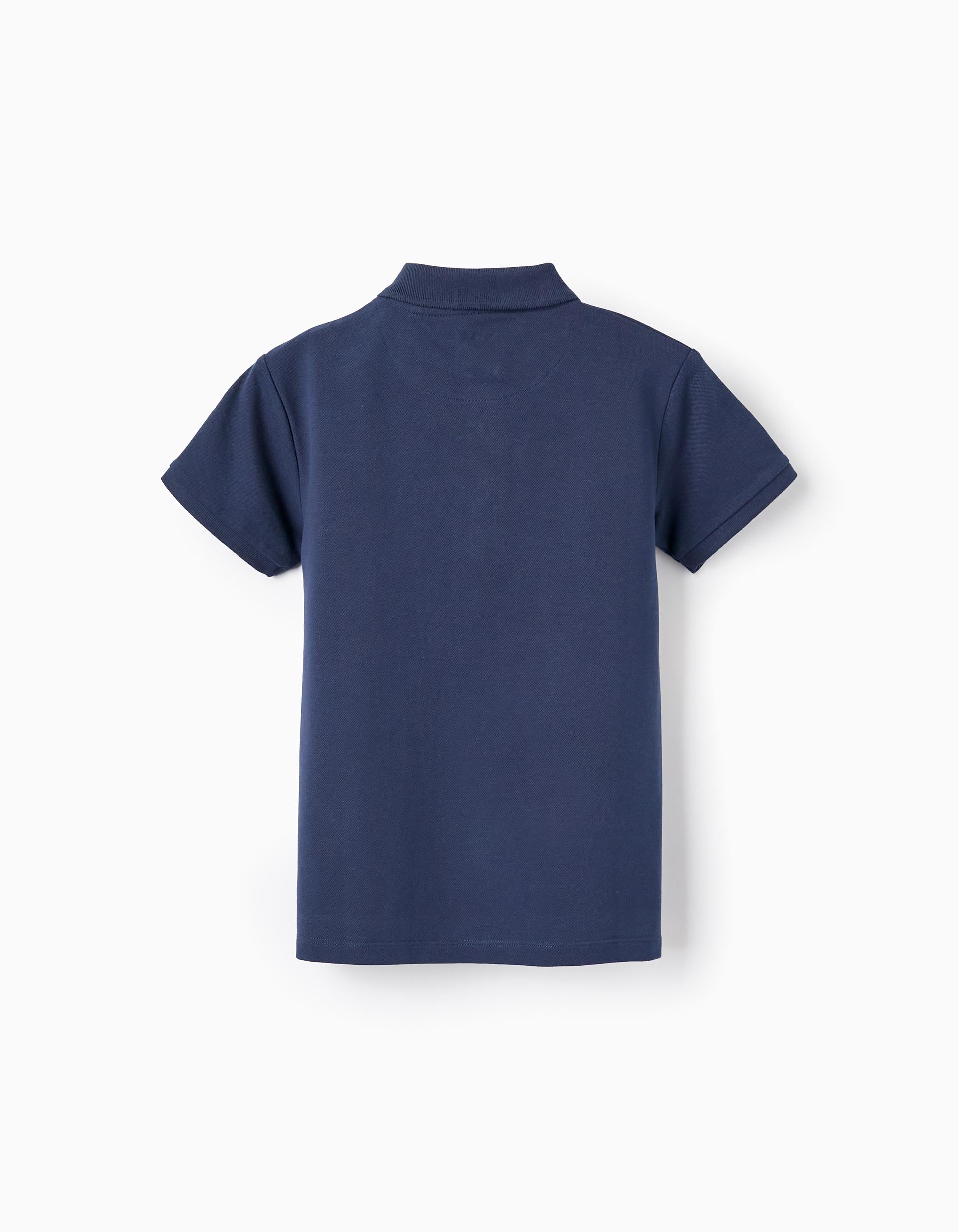 Short Sleeve Polo in Cotton Piqué for Boys, Dark Blue