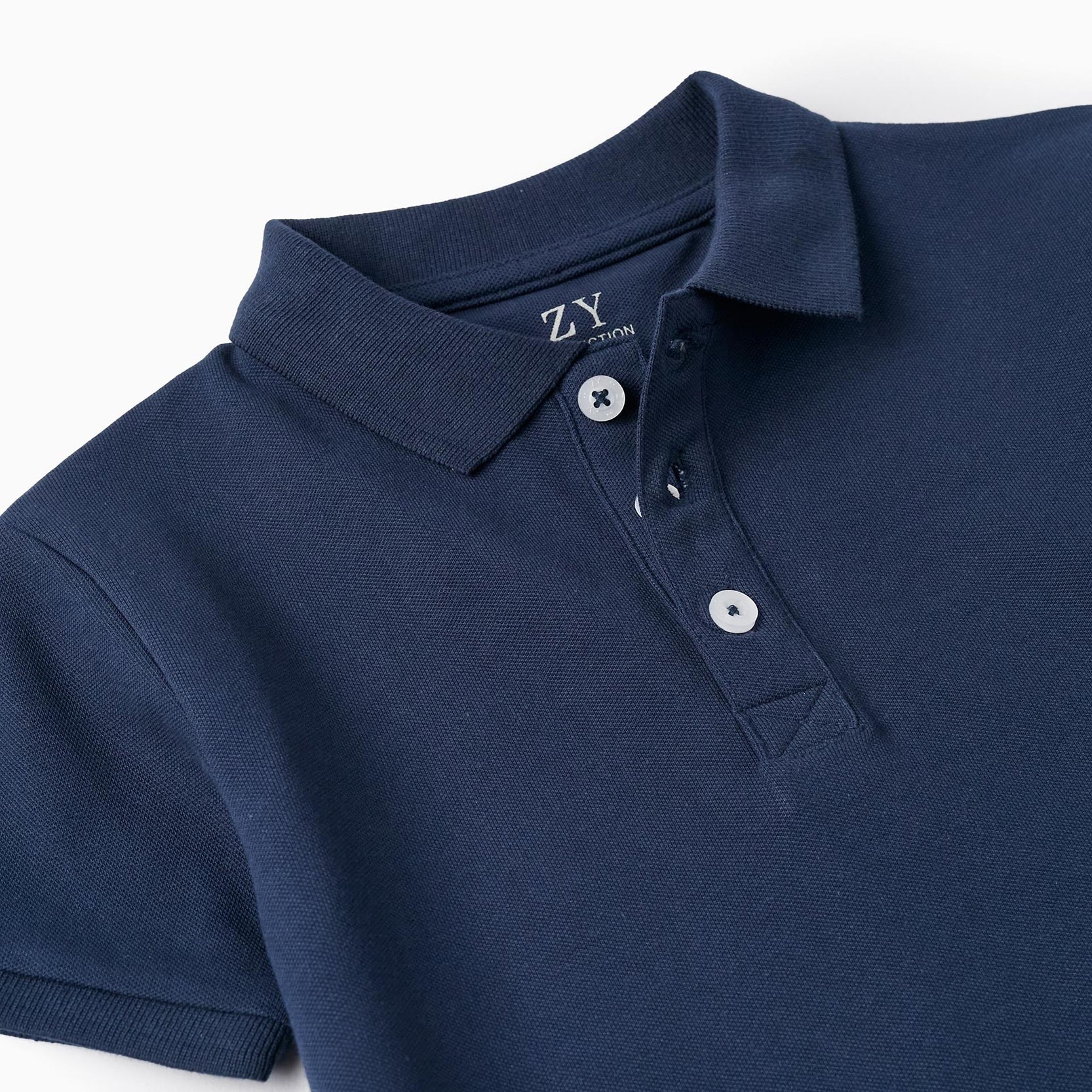 Short Sleeve Polo in Cotton Piqué for Boys, Dark Blue