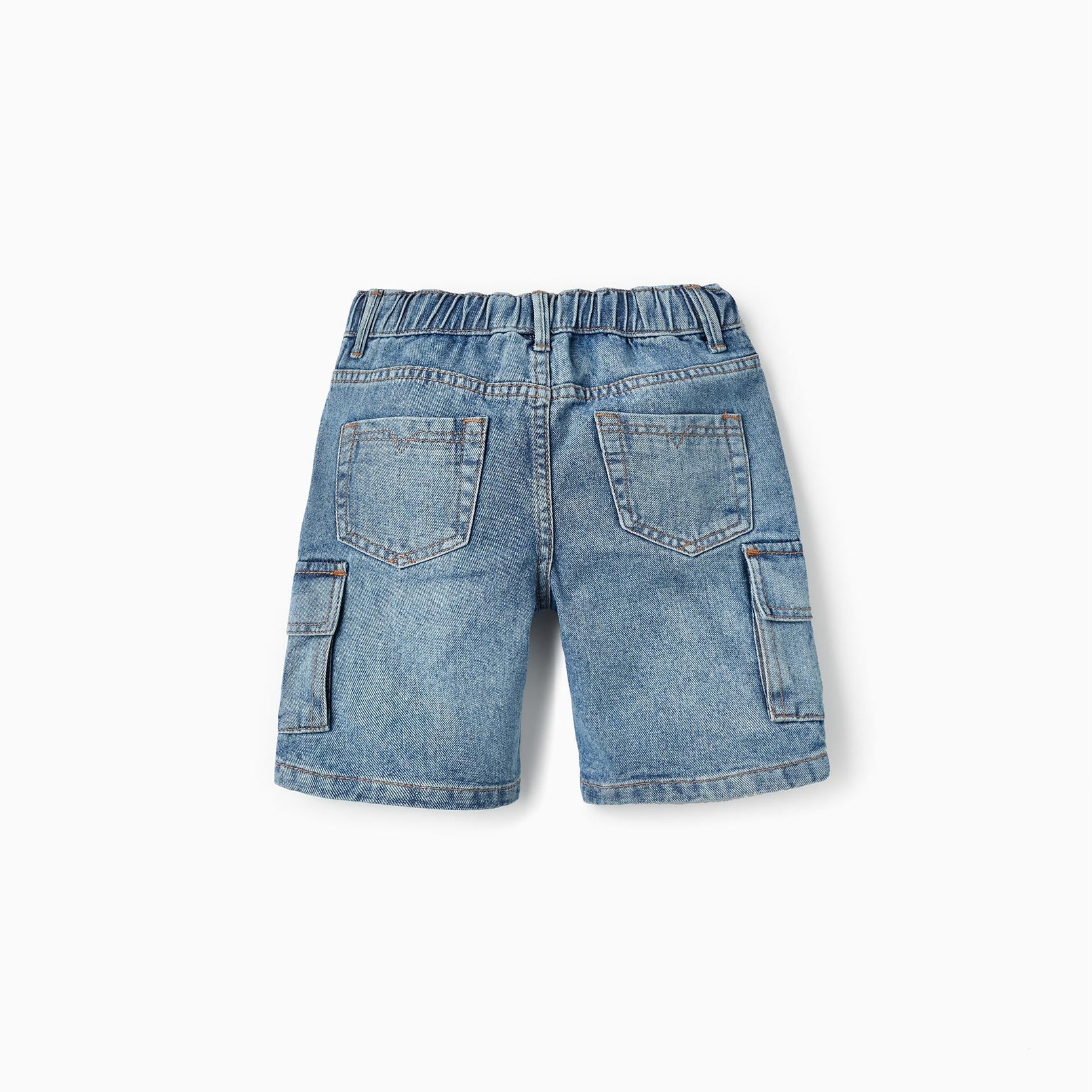Cotton Denim Shorts with Cargo Pockets for Boys, Blue