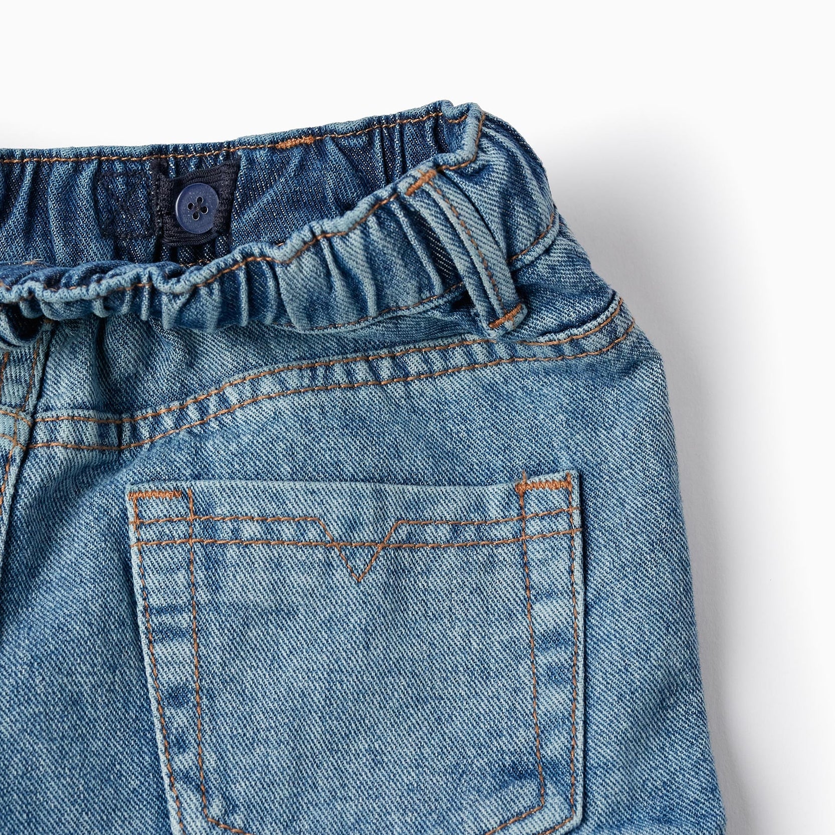 Cotton Denim Shorts with Cargo Pockets for Boys, Blue