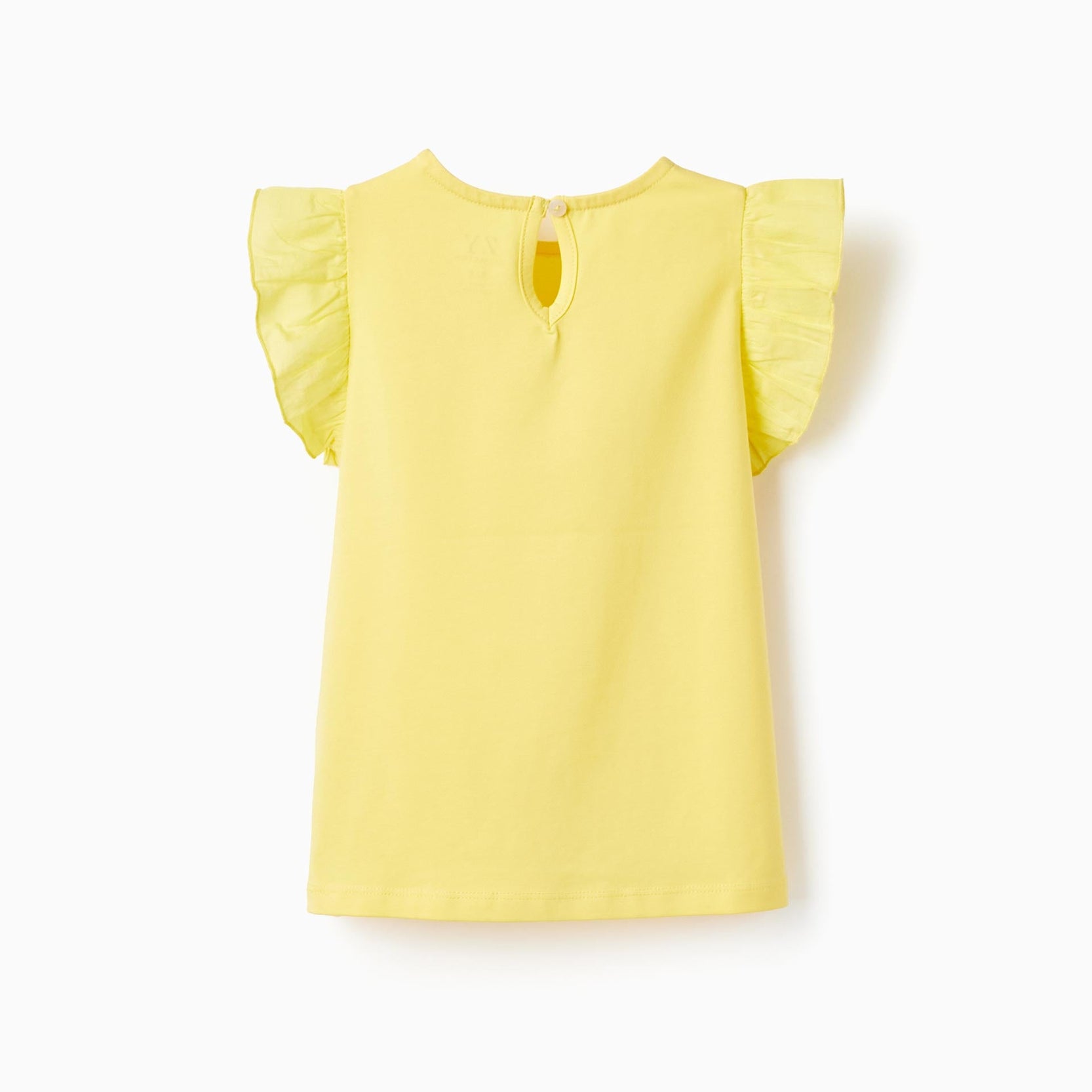 Cotton T-shirt with Ruffles for Girls 'Flowers', Yellow