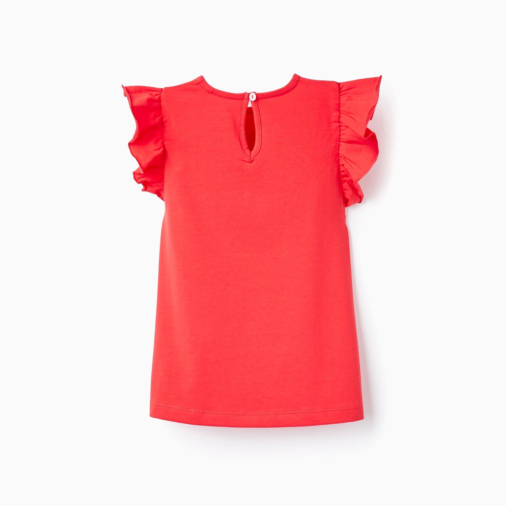 Cotton T-shirt with Ruffles for Girls, Red