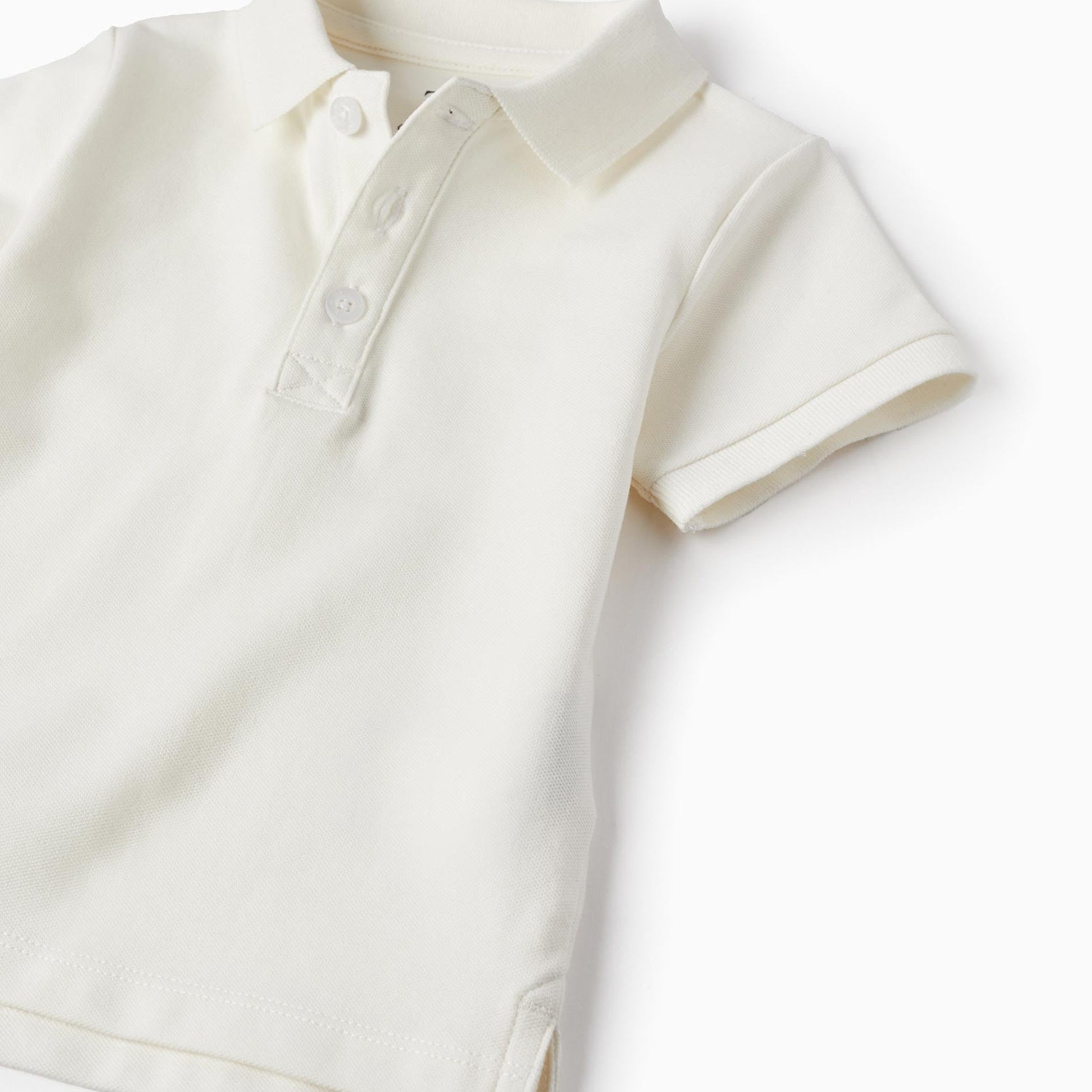 Short Sleeve Polo in Cotton Piqué for Baby Boys, White