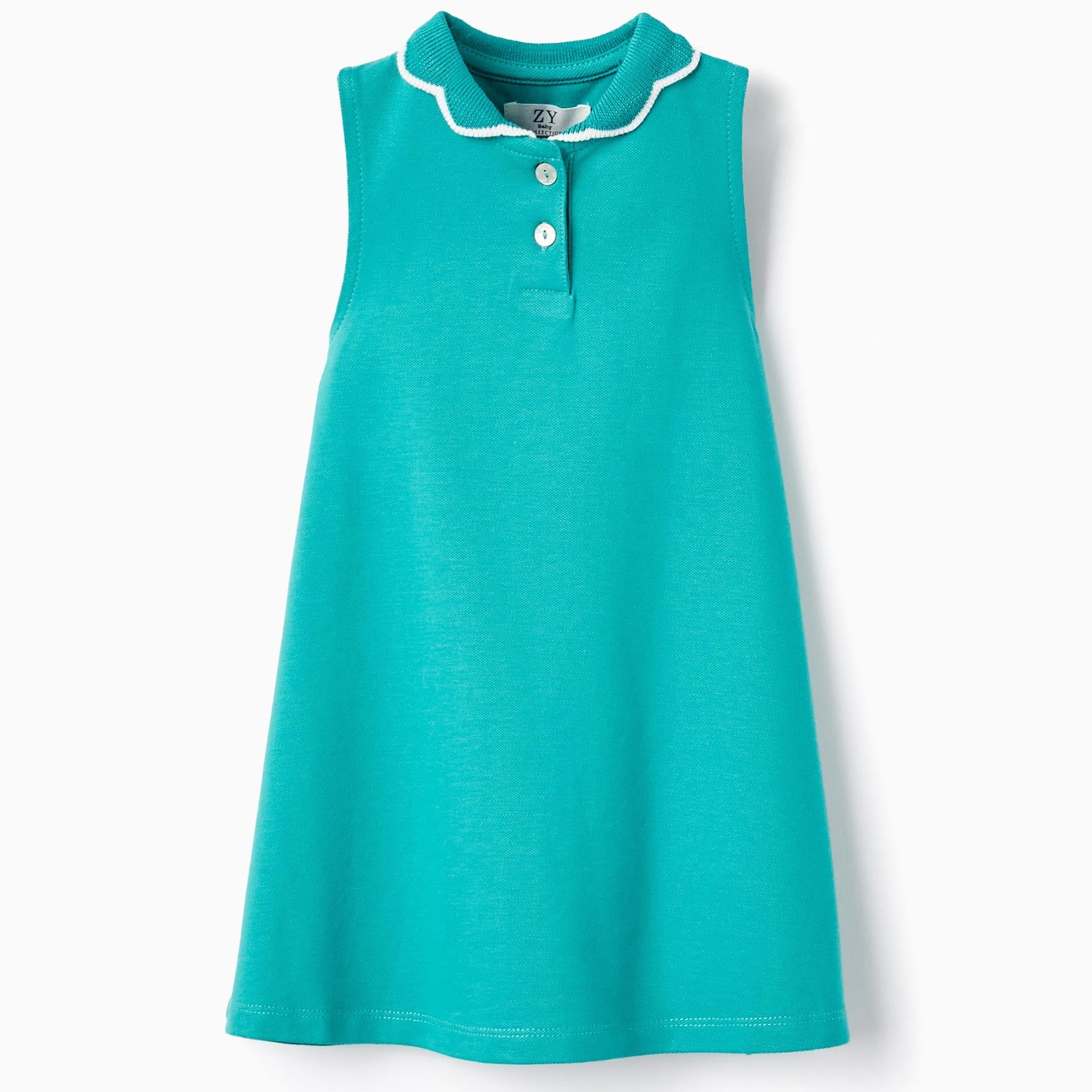 Dress in Cotton Piqué for Baby Girls, Green