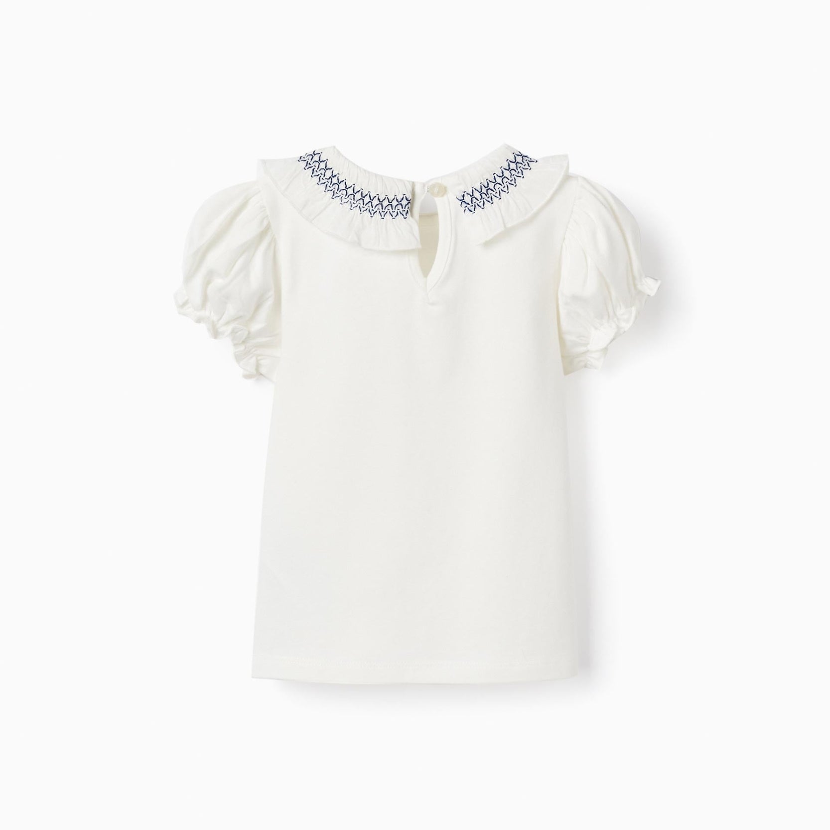 Short Sleeve T-Shirt with Ruffles for Baby Girls, White