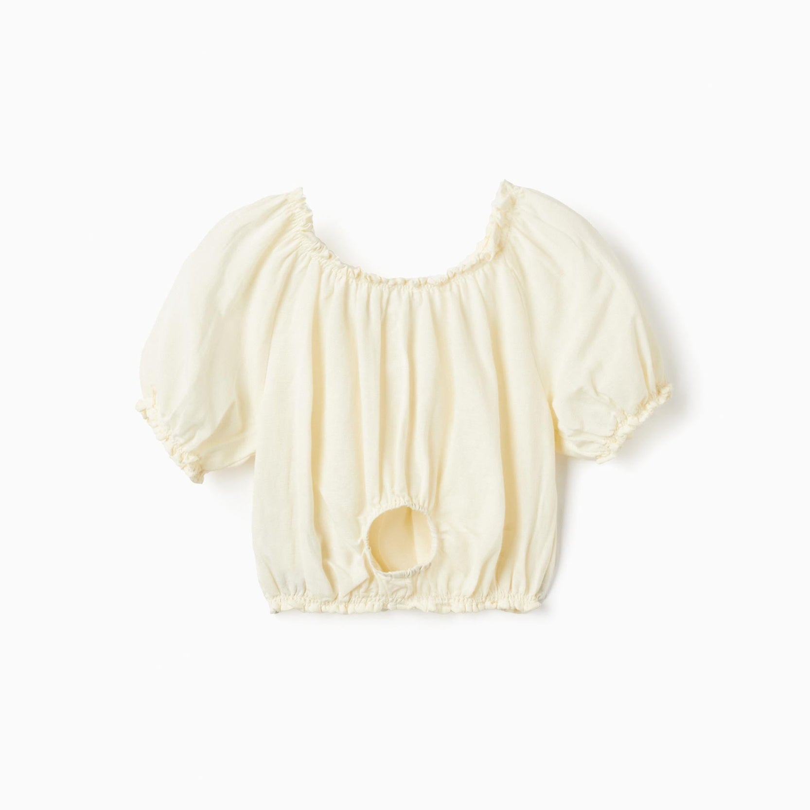 Top in Linen Blend for Girls, White
