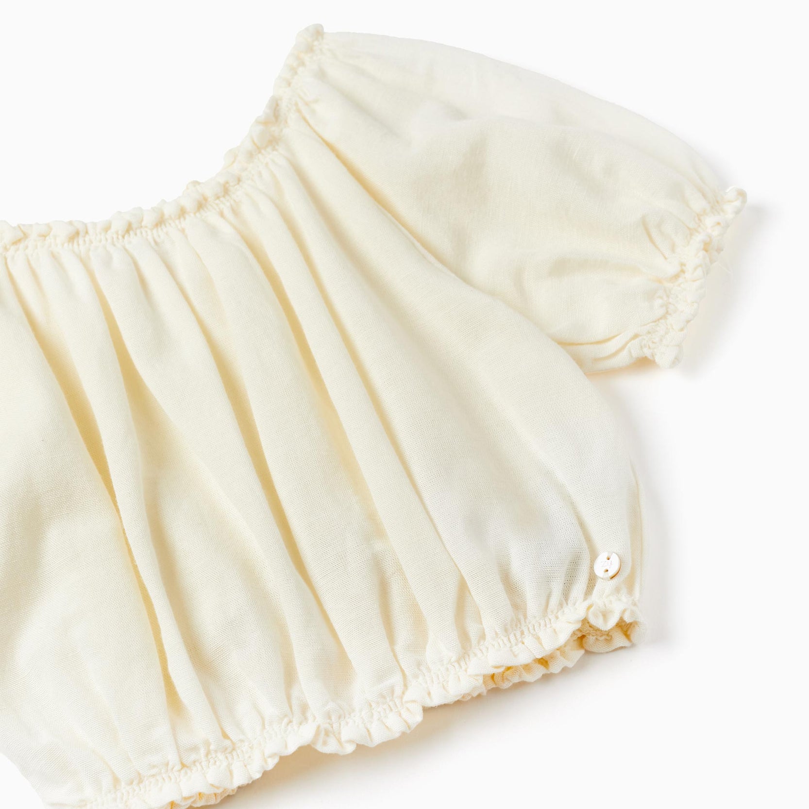 Top in Linen Blend for Girls, White