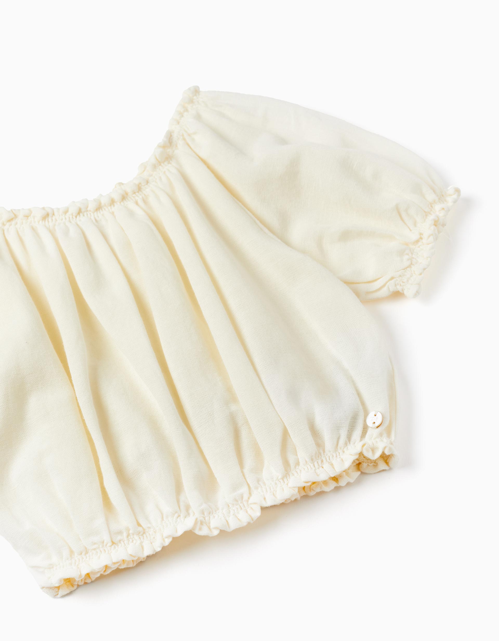 Top in Linen Blend for Girls, White