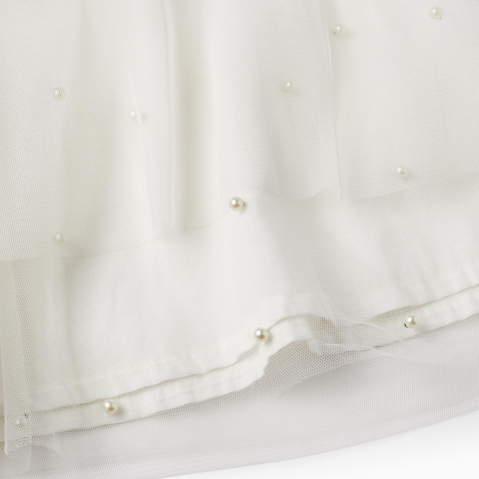 Dress in Tulle and Cotton for Baby Girls 'Special Days - Pearls', White