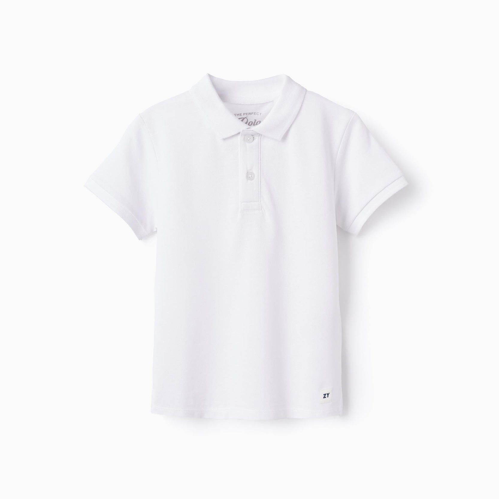 Cotton Polo for Boys, White