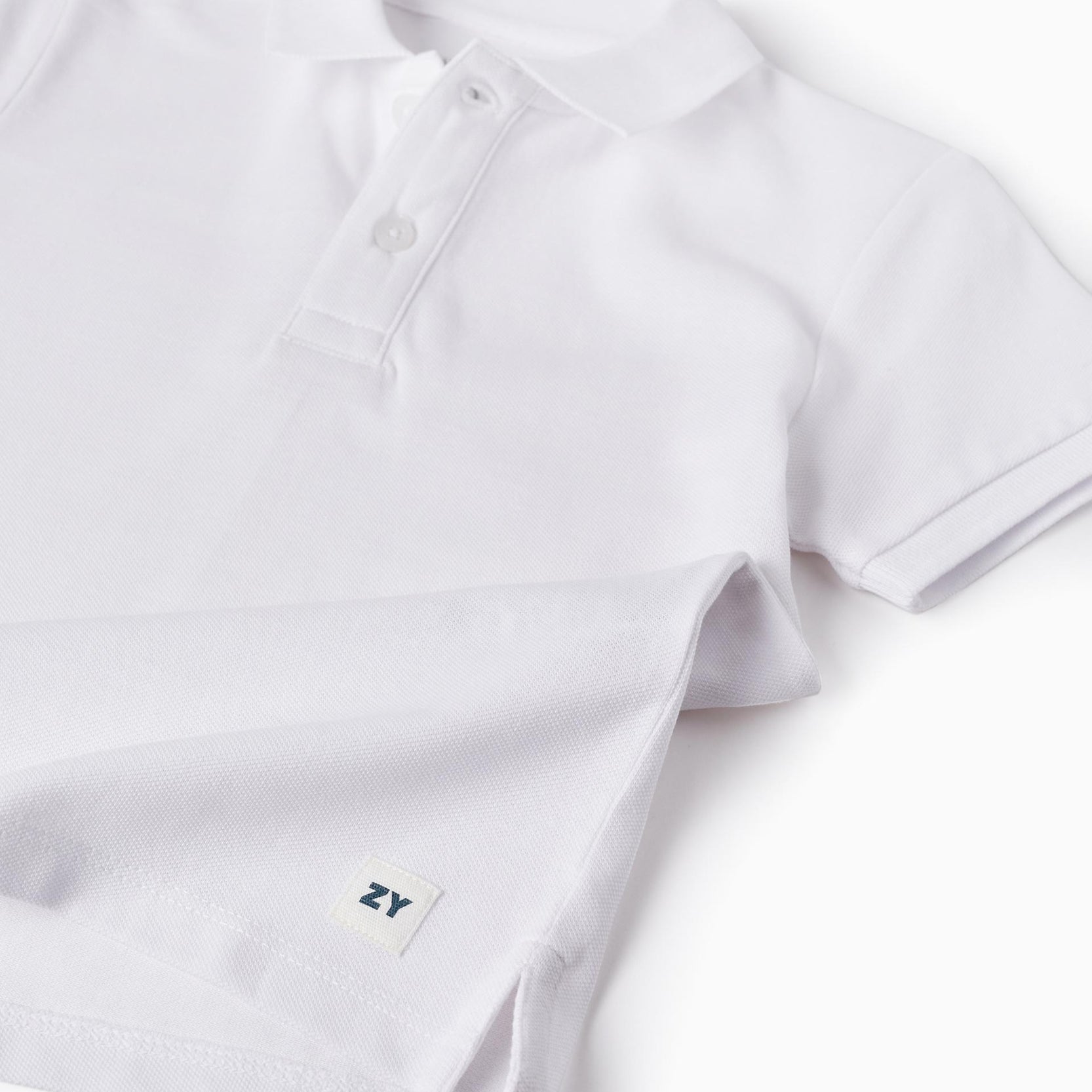 Cotton Polo for Boys, White