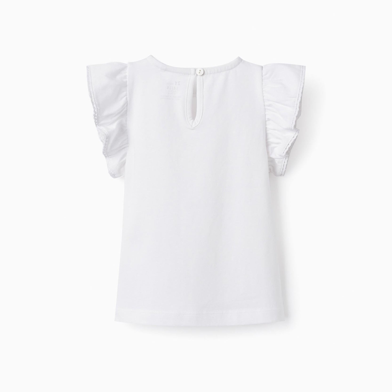 T-Shirt with Lace for Baby Girls 'Joie de ma Vie', White