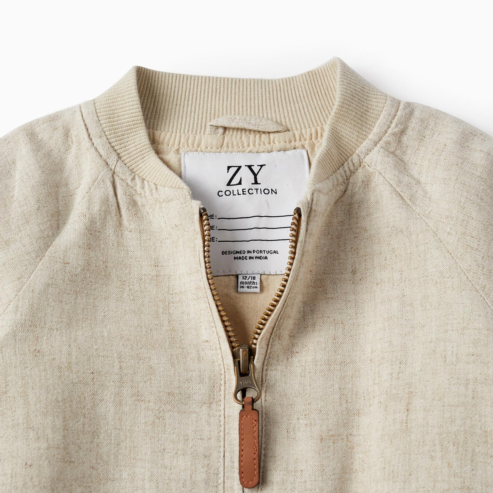 Bomber Jacket in Linen Blend for Baby Boys, Beige