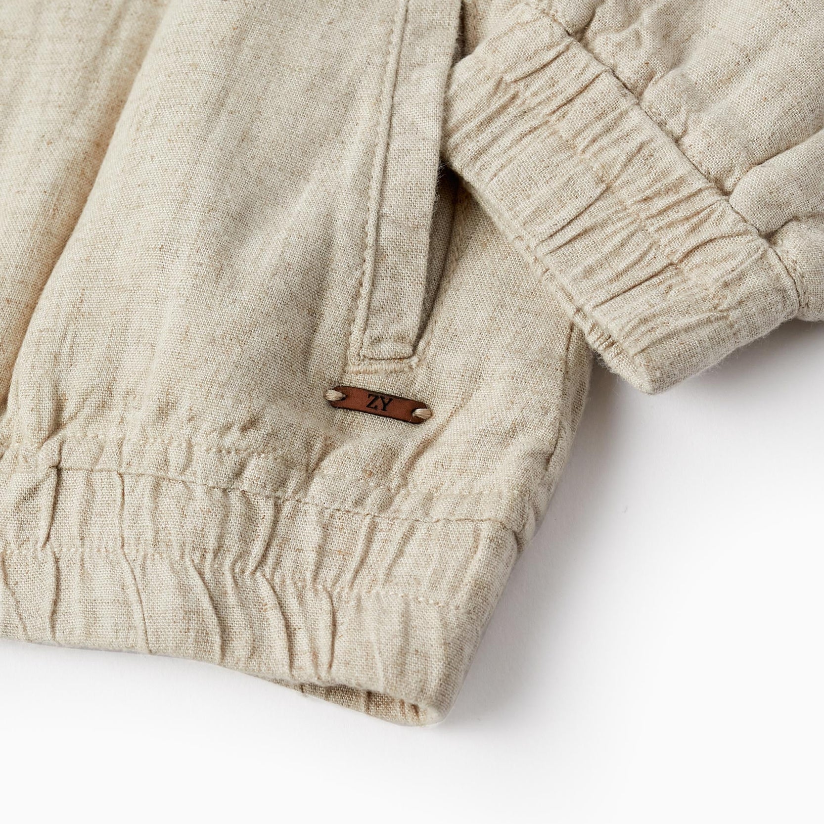 Bomber Jacket in Linen Blend for Baby Boys, Beige