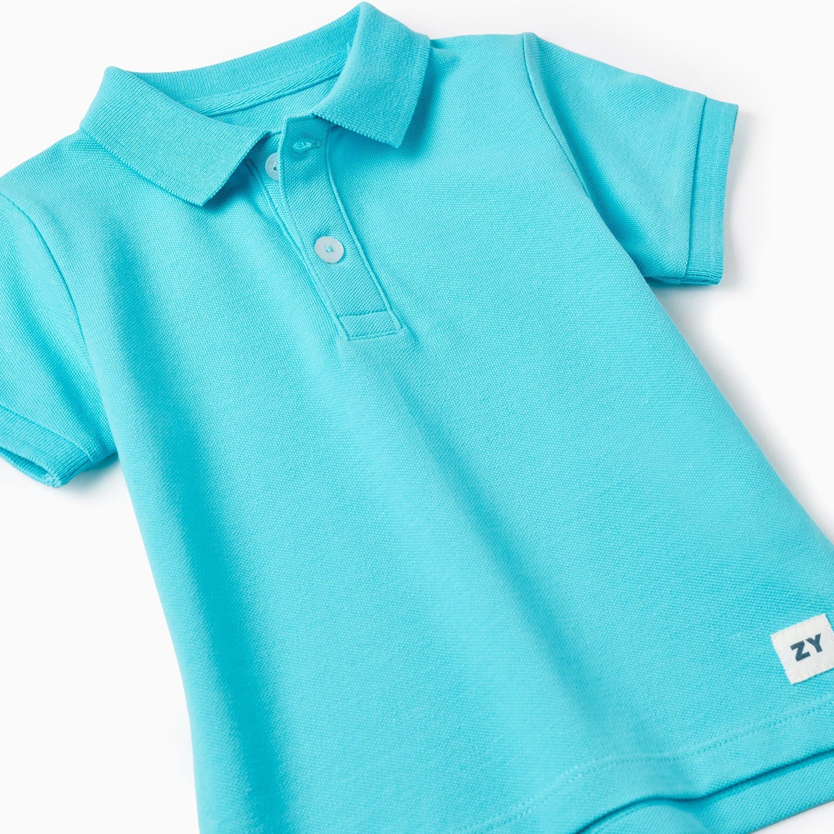 Polo in Cotton Piqué for Baby Boys, Light Blue