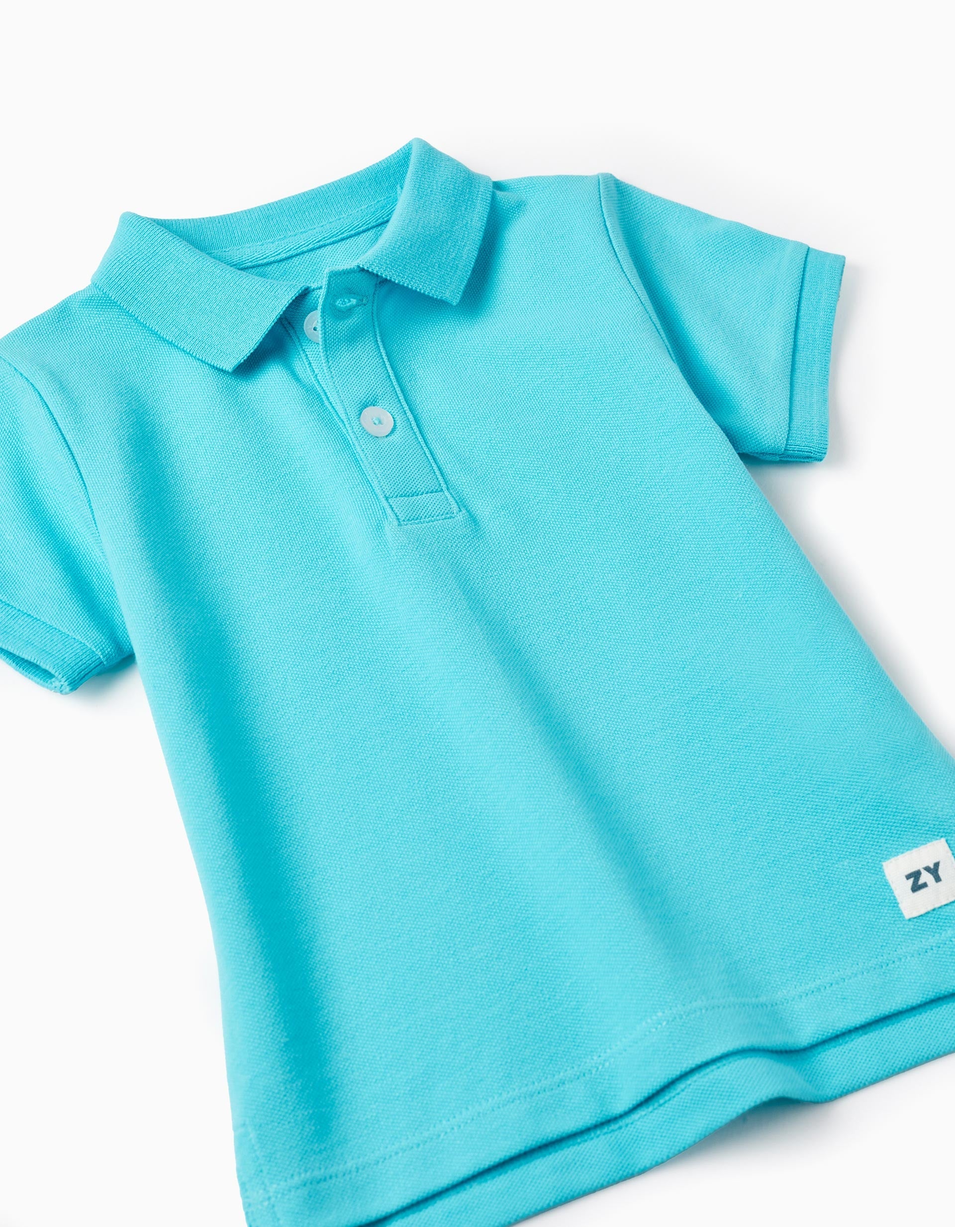 Polo in Cotton Piqué for Baby Boys, Light Blue