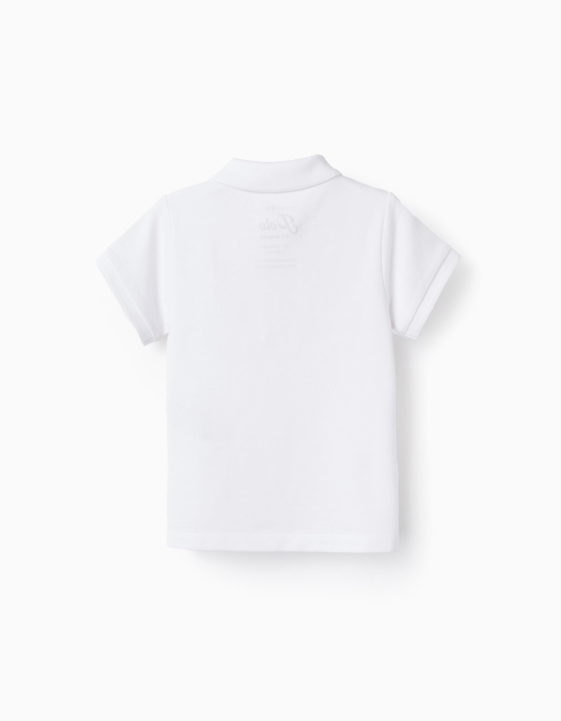 Polo in Cotton Piqué for Baby Boys, White