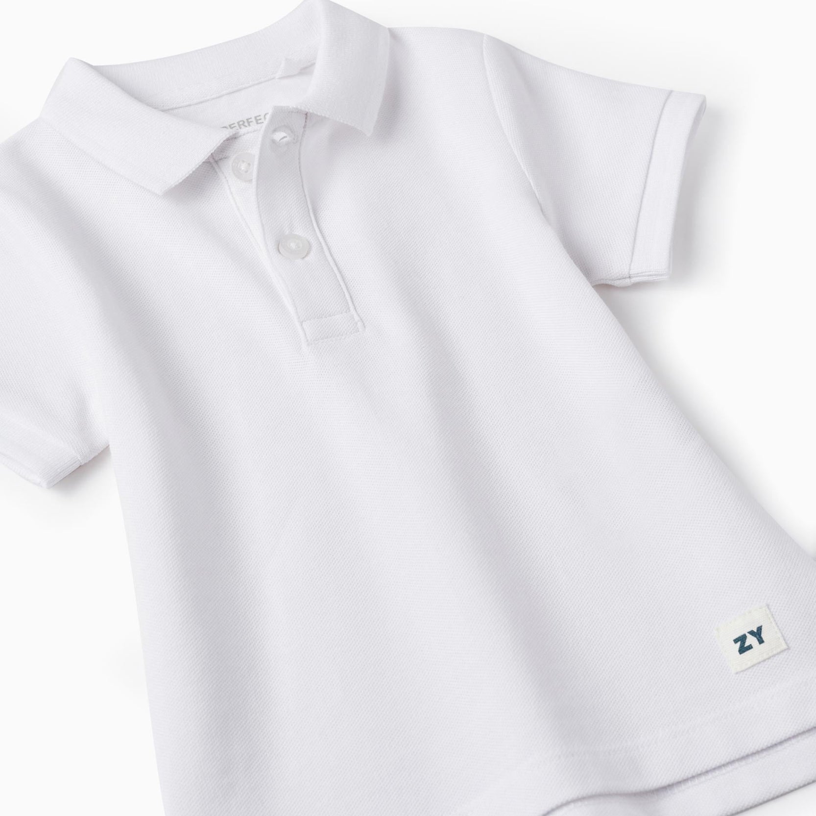 Polo in Cotton Piqué for Baby Boys, White