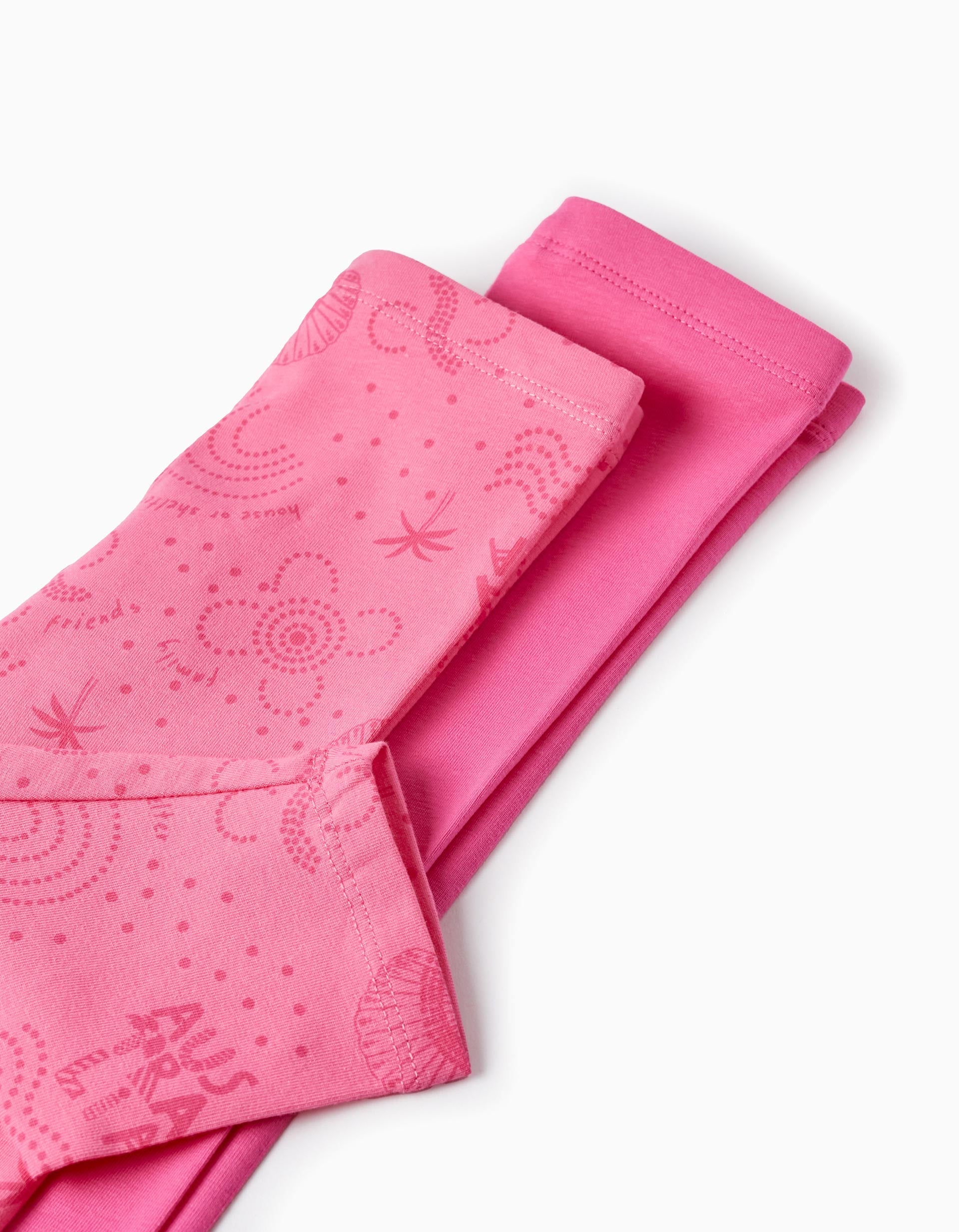 2 Short Leggings in Cotton for Baby Girls, Pink