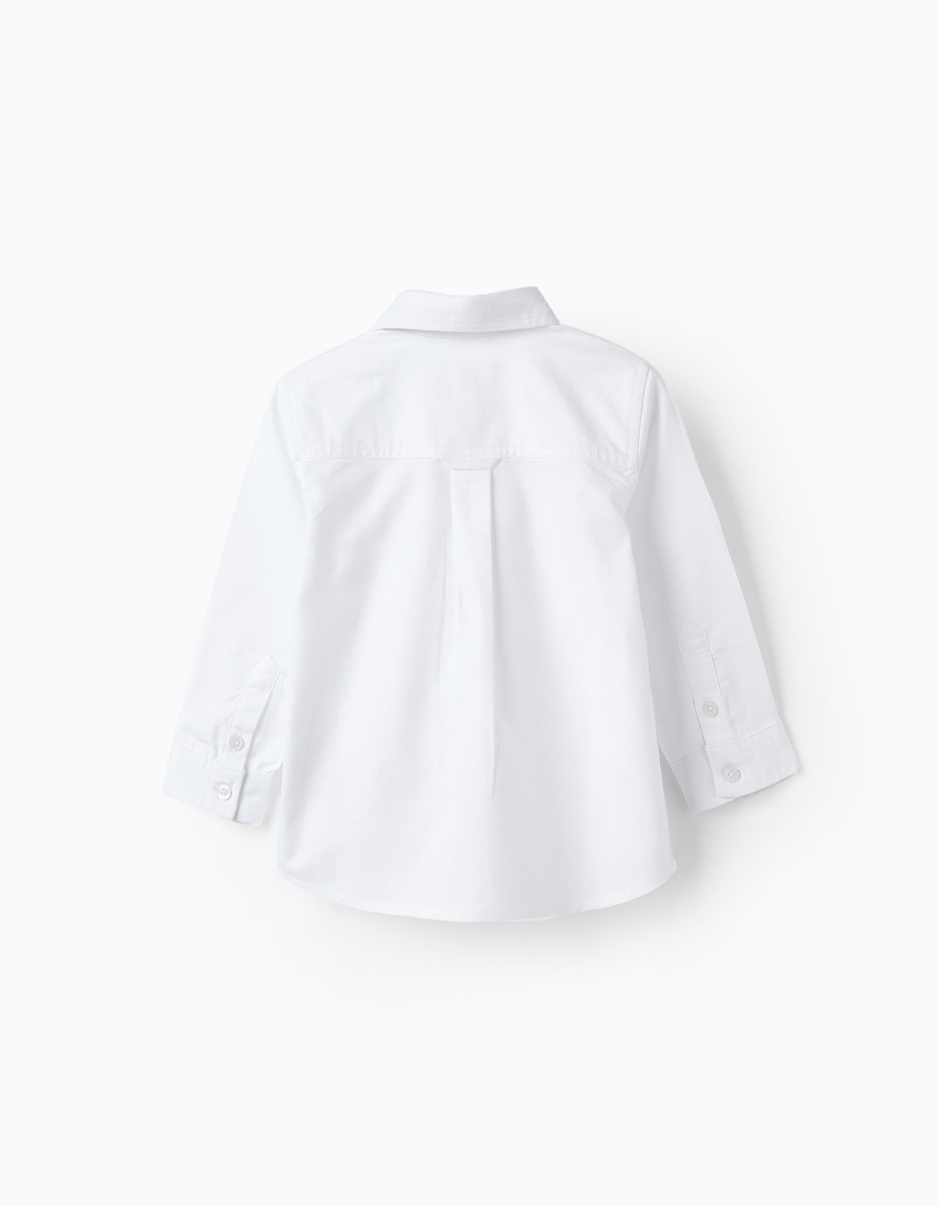 Bow + Cotton Shirt for Baby Boy, Blue/White