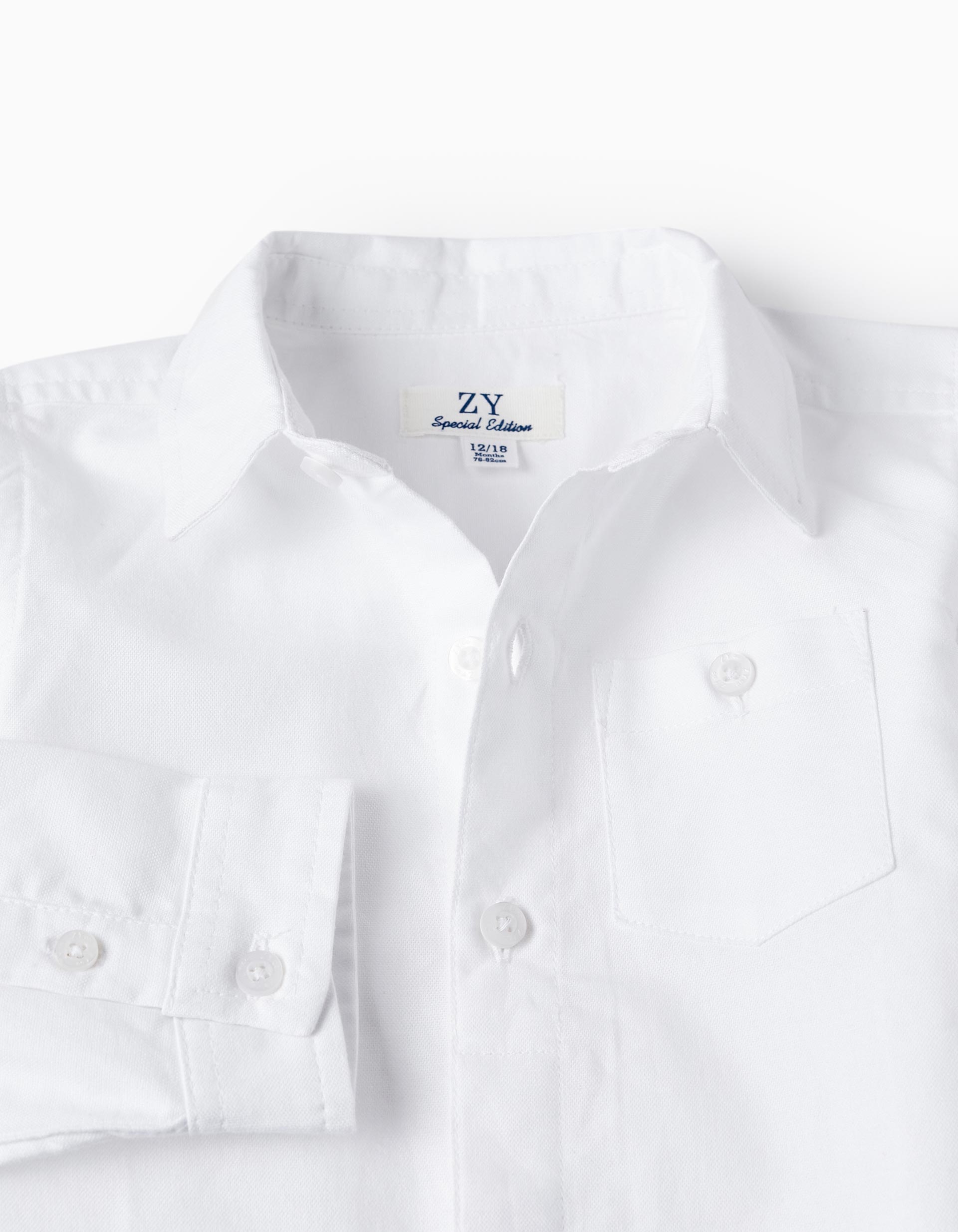 Bow + Cotton Shirt for Baby Boy, Blue/White