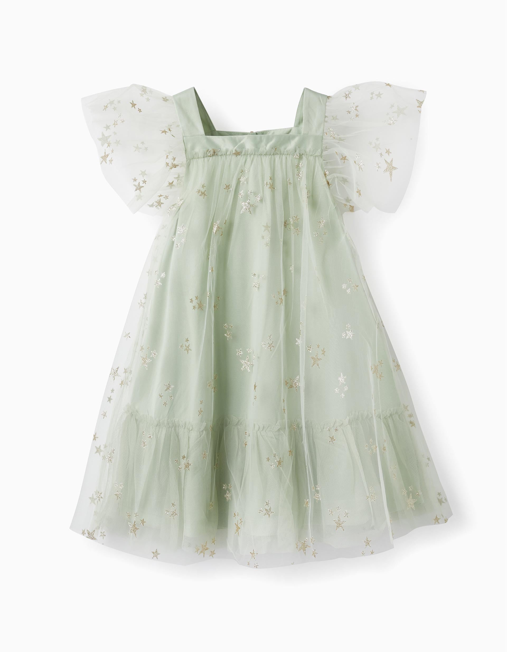 Dress with Tulle and Glitter for Girls 'Special Days - Stars', Light Green