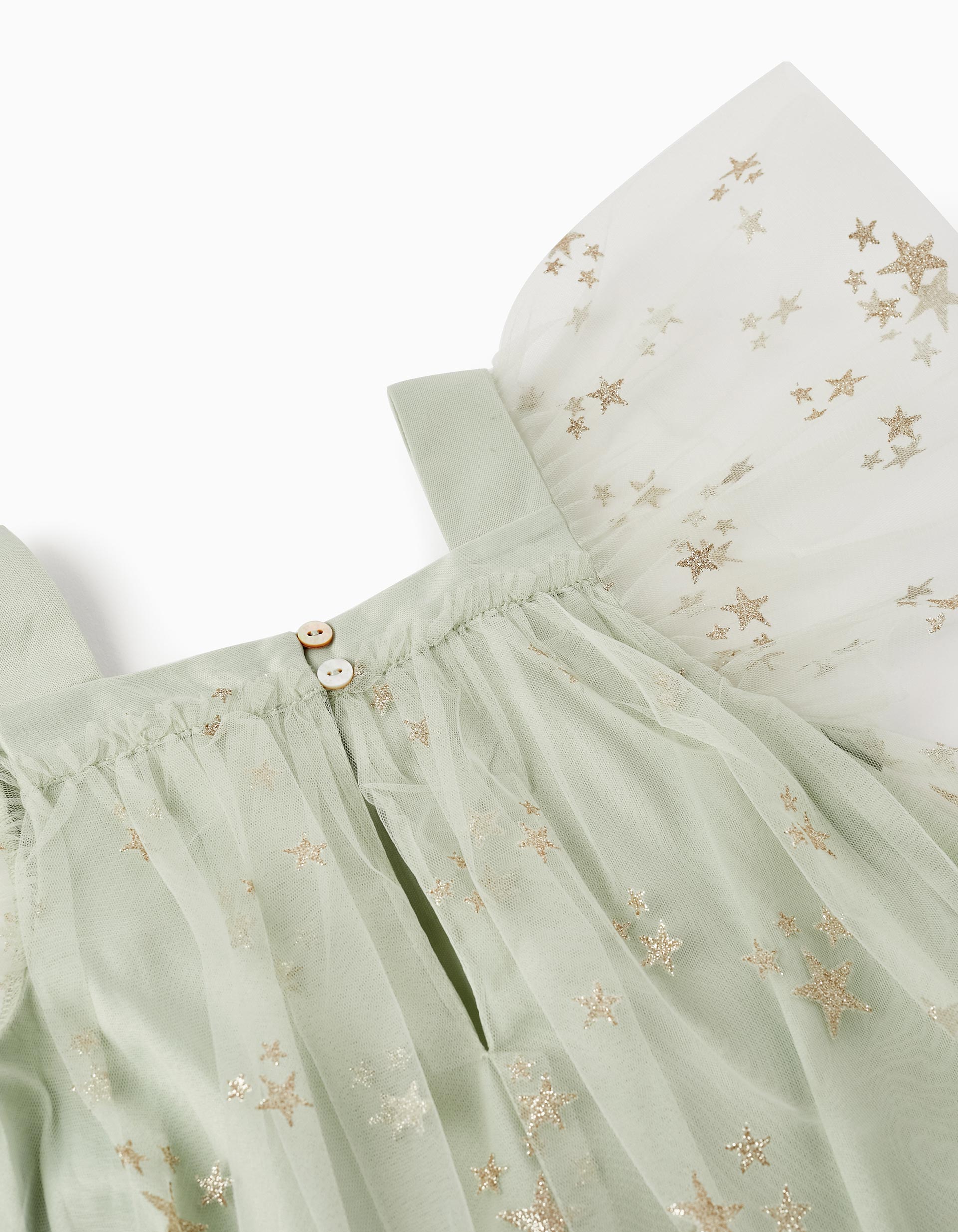 Dress with Tulle and Glitter for Girls 'Special Days - Stars', Light Green