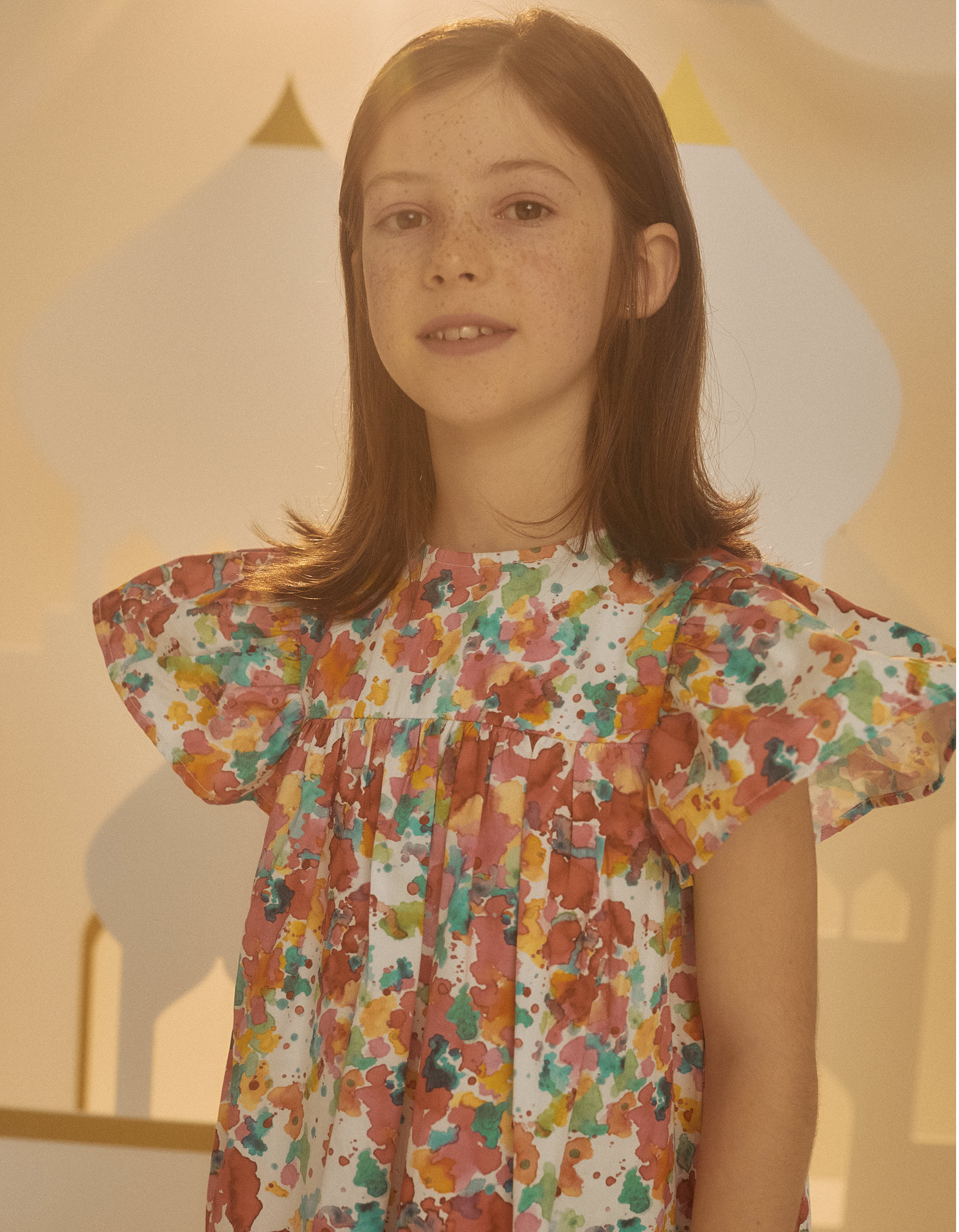 Dress with Watercolor Pattern for Girls, Multicolour