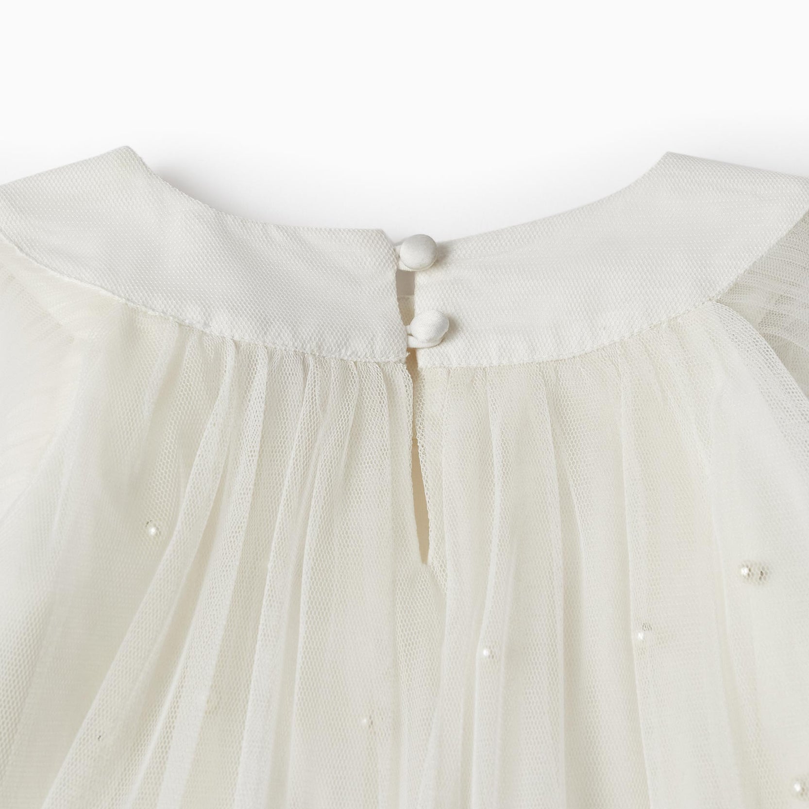 Dress in Tulle and Cotton for Girls 'Special Days - Pearls', White