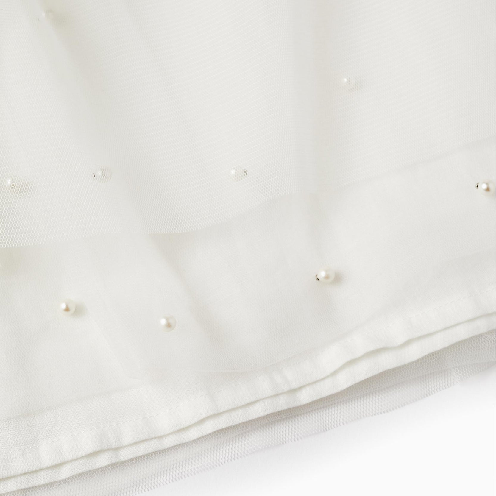 Dress in Tulle and Cotton for Girls 'Special Days - Pearls', White