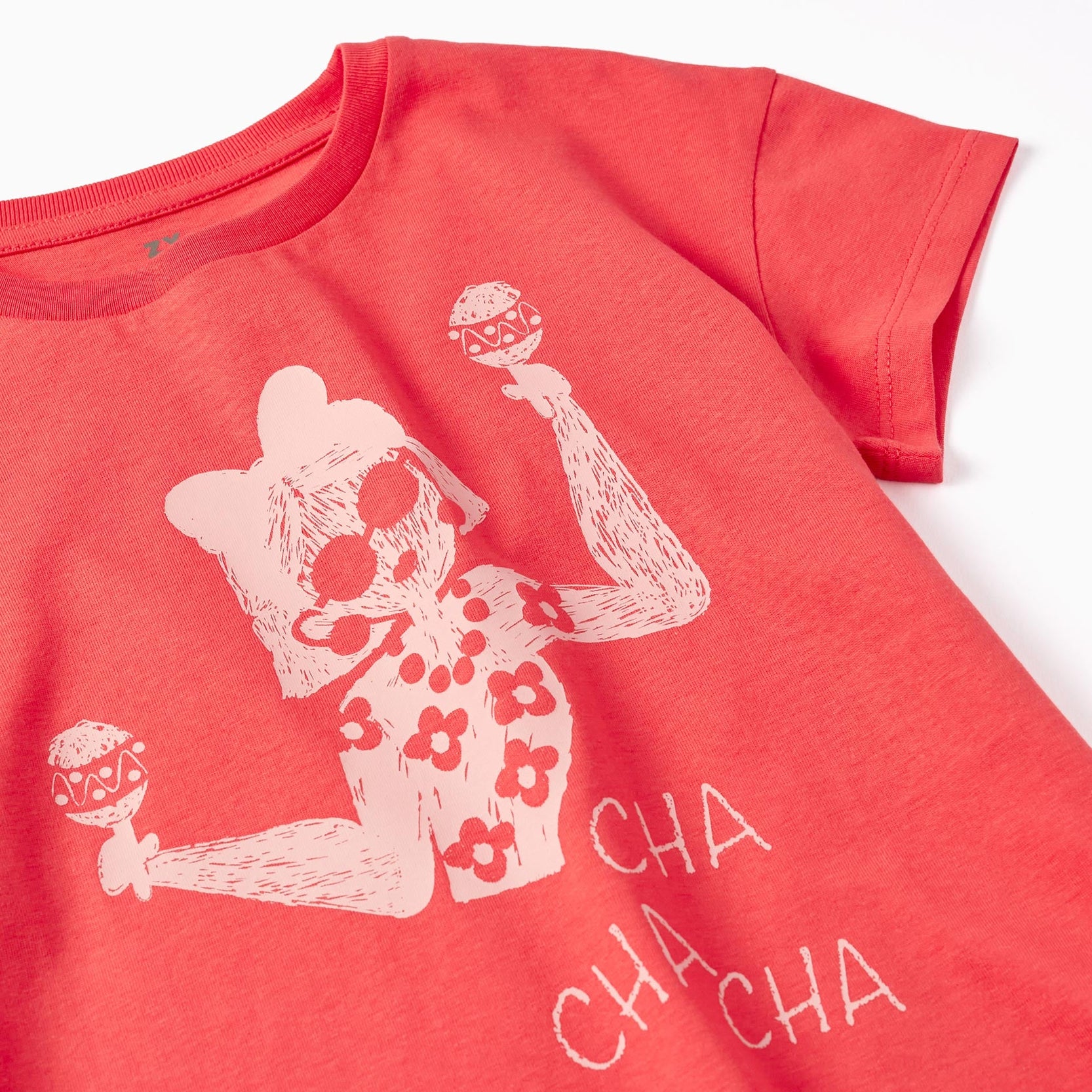 Cotton T-shirt for Girls 'cha Cha Cha', Red