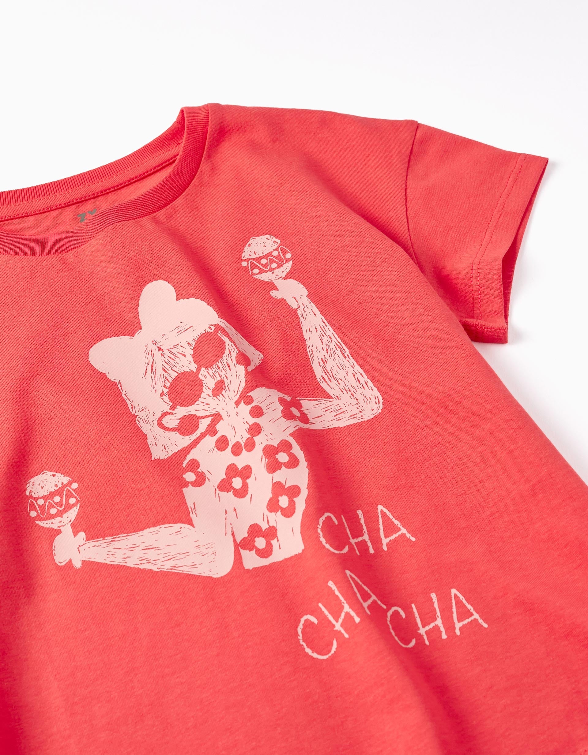Cotton T-shirt for Girls 'cha Cha Cha', Red