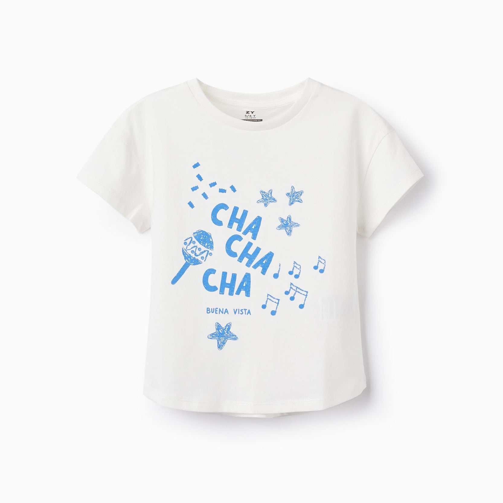 Cotton T-shirt for Girls 'Cha Cha Cha', White