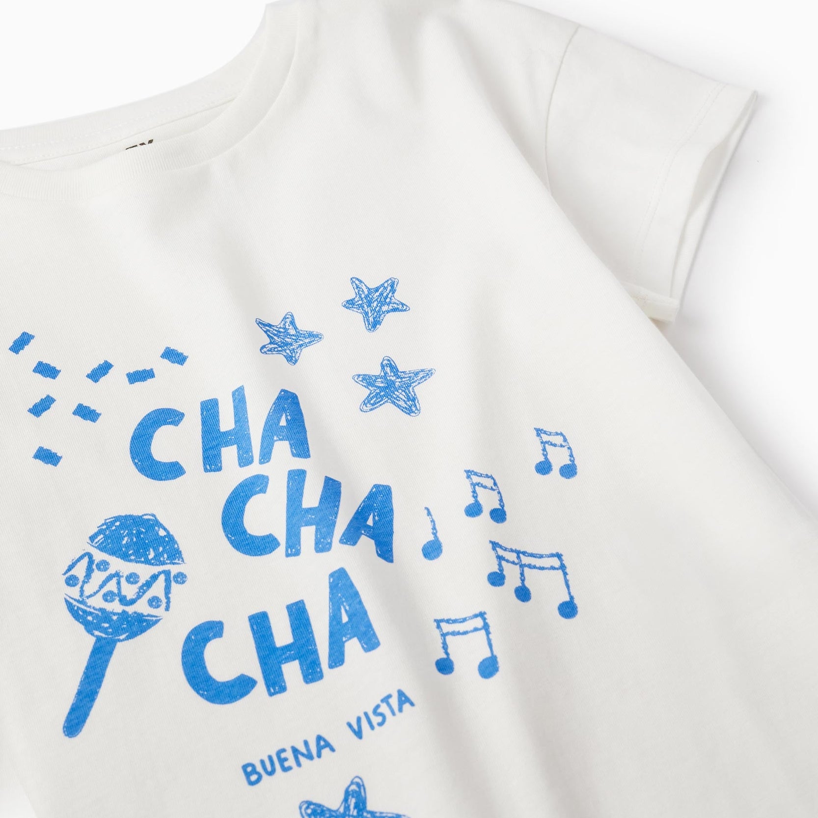 Cotton T-shirt for Girls 'Cha Cha Cha', White