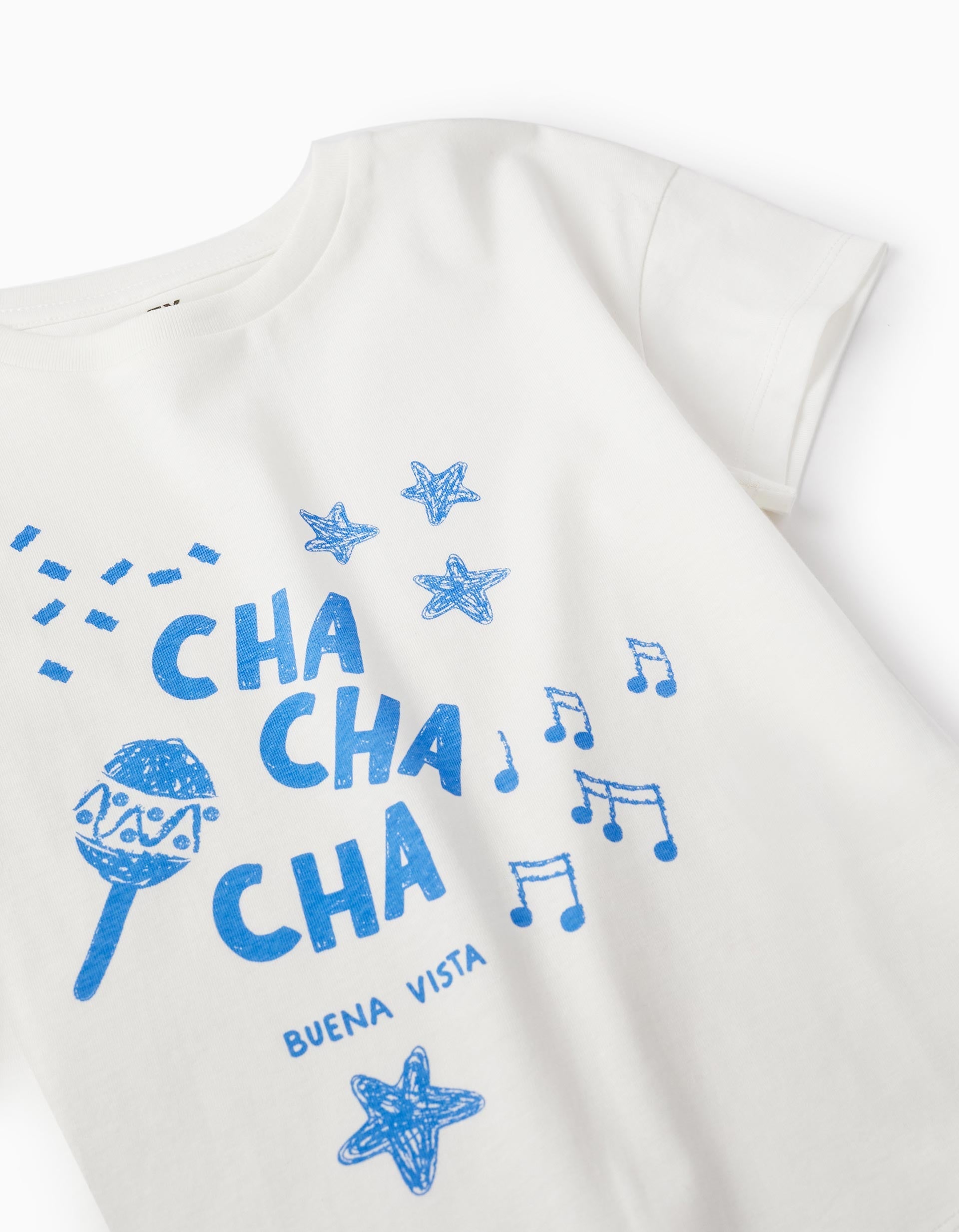Cotton T-shirt for Girls 'Cha Cha Cha', White