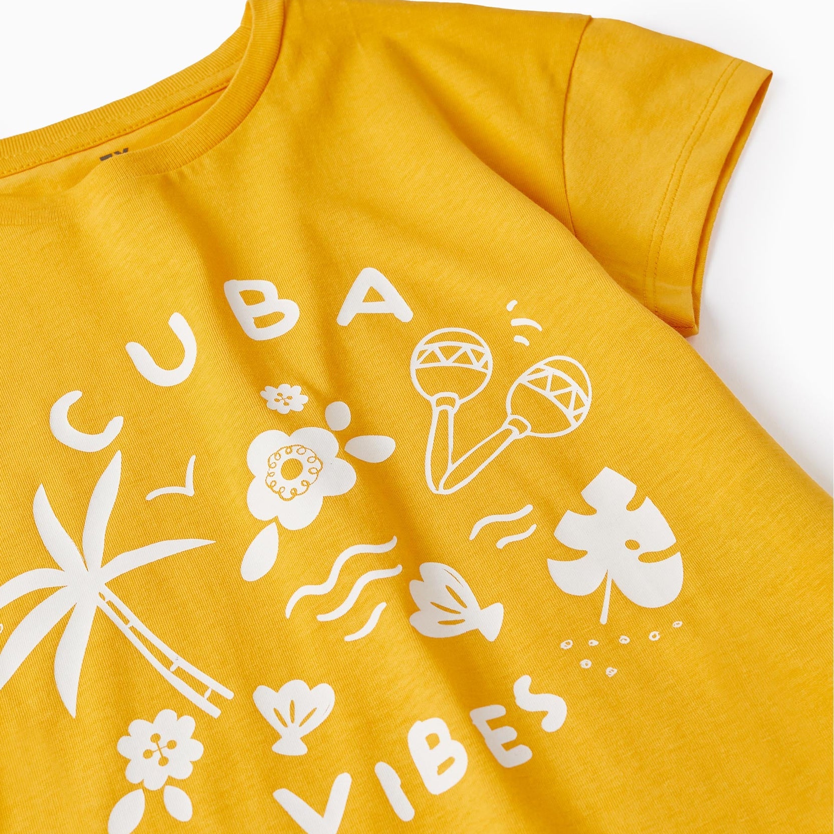 Cotton T-shirt for Girls 'Cuba Vibes', Yellow