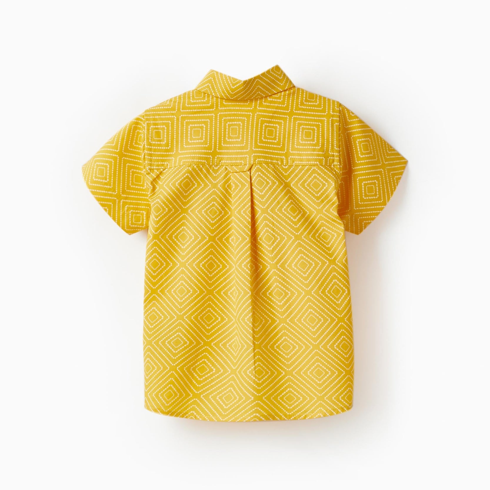 Short Sleeve Cotton Shirt for Baby Boys, Yellow/White