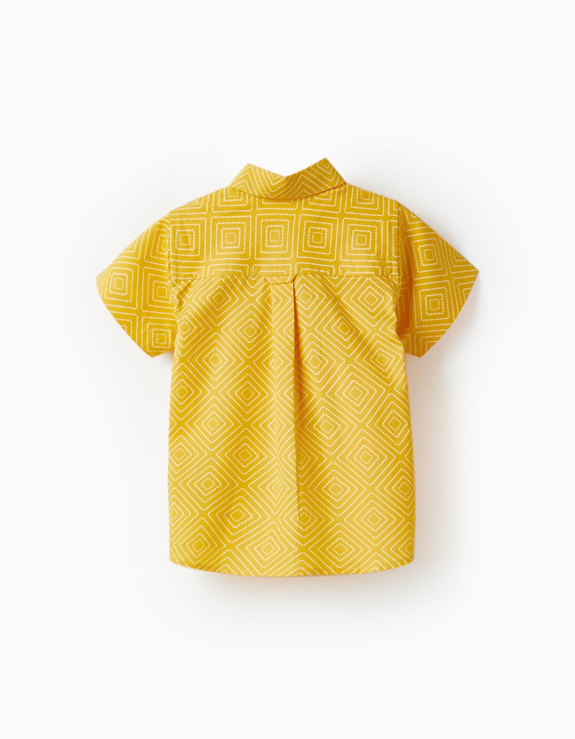 Short Sleeve Cotton Shirt for Baby Boys, Yellow/White