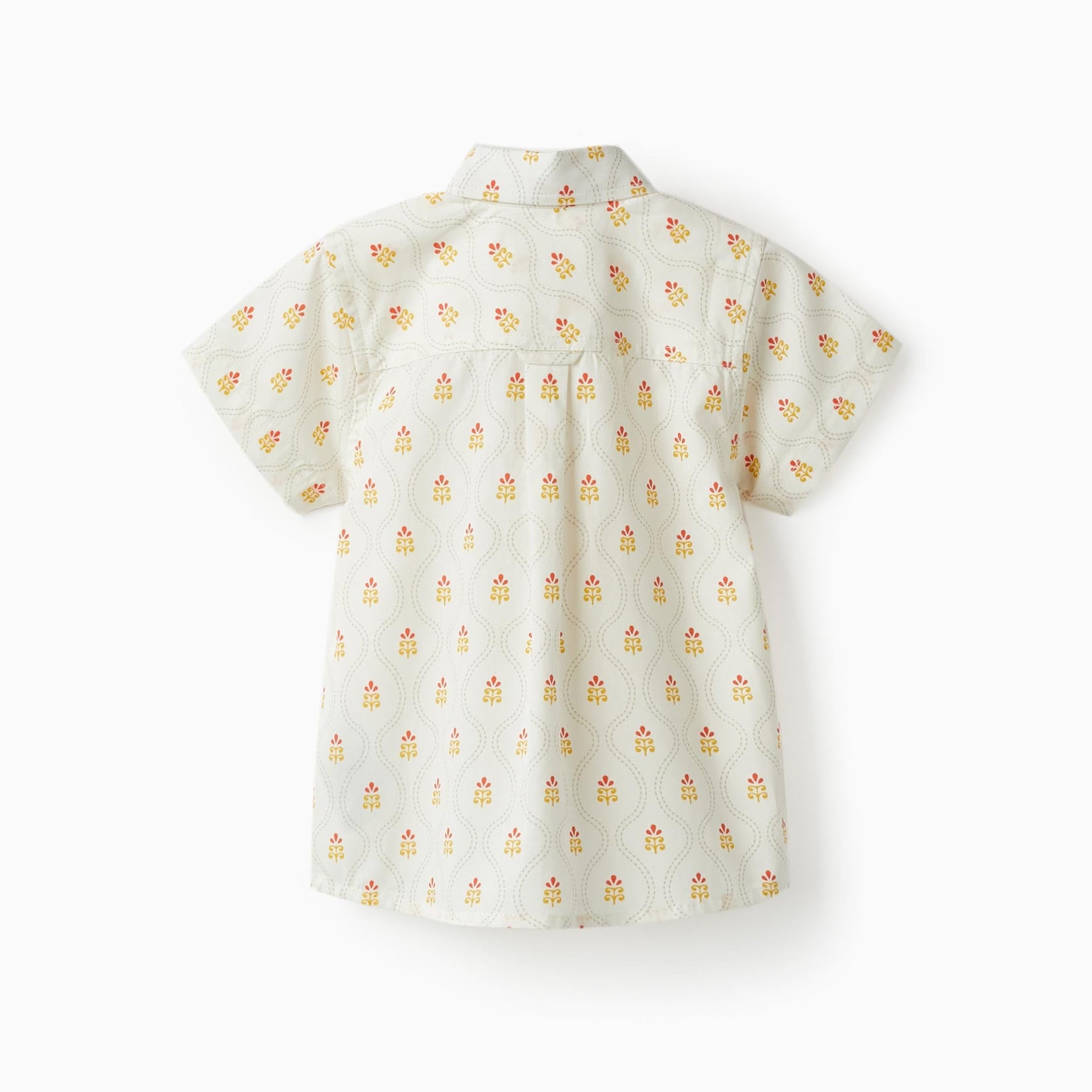 Short Sleeve Cotton Shirt for Baby Boys, White/Yellow/Red