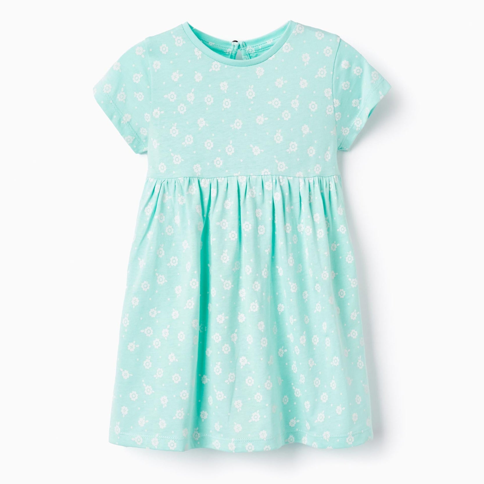 Dress with Pattern for Baby Girls 'Flowers', Aqua Green