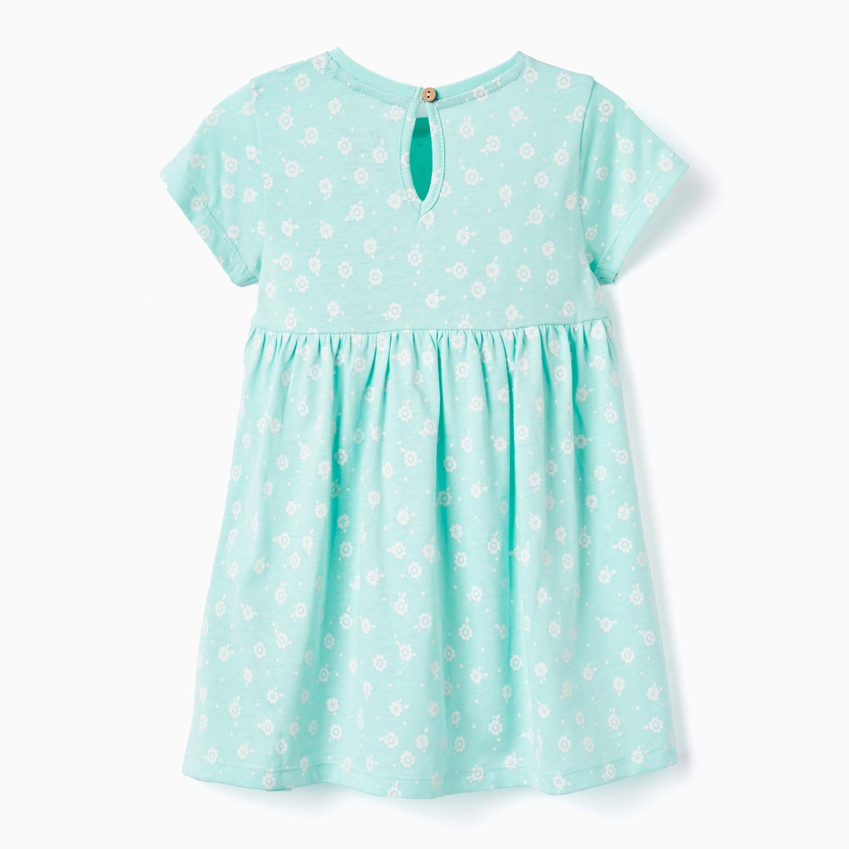 Dress with Pattern for Baby Girls 'Flowers', Aqua Green