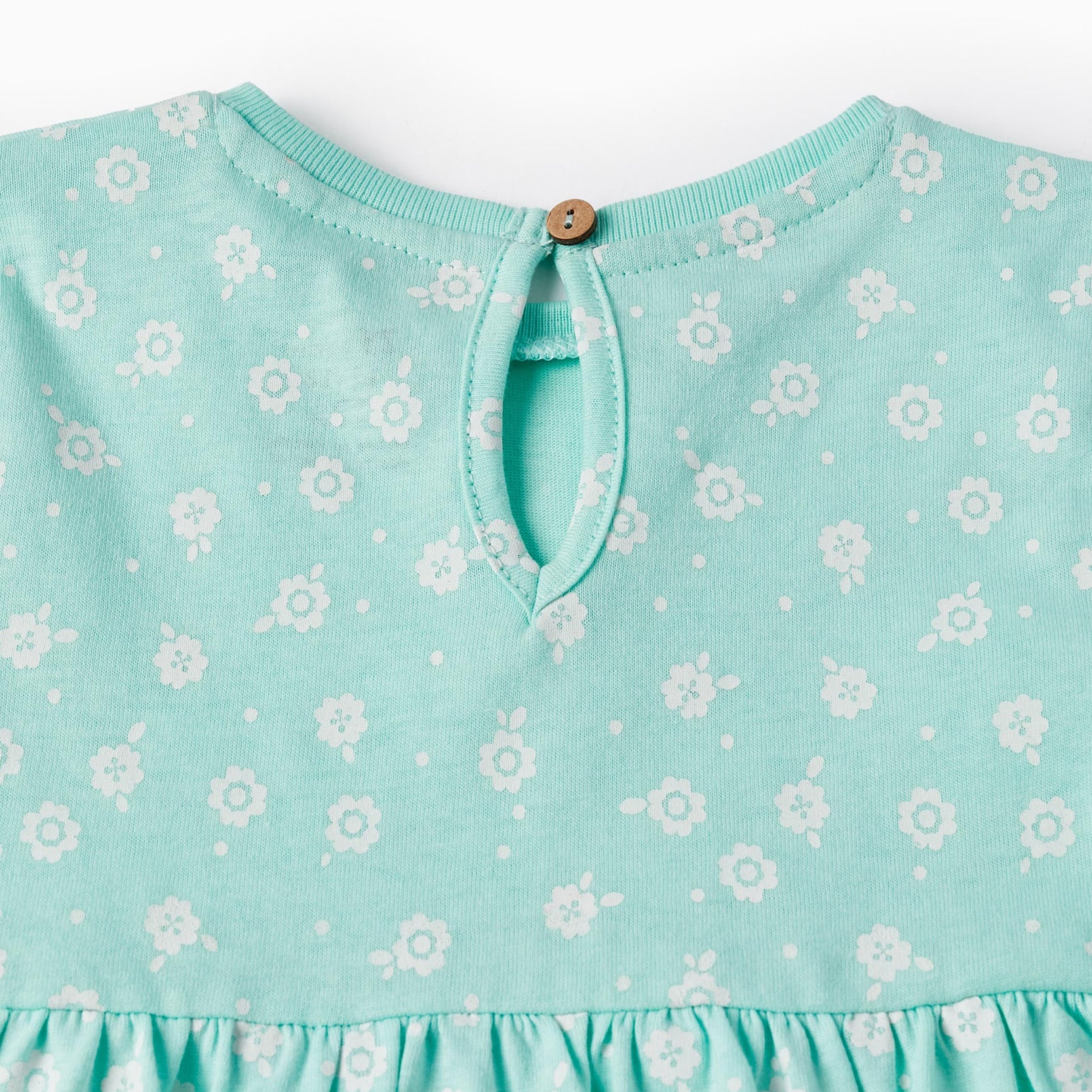 Dress with Pattern for Baby Girls 'Flowers', Aqua Green