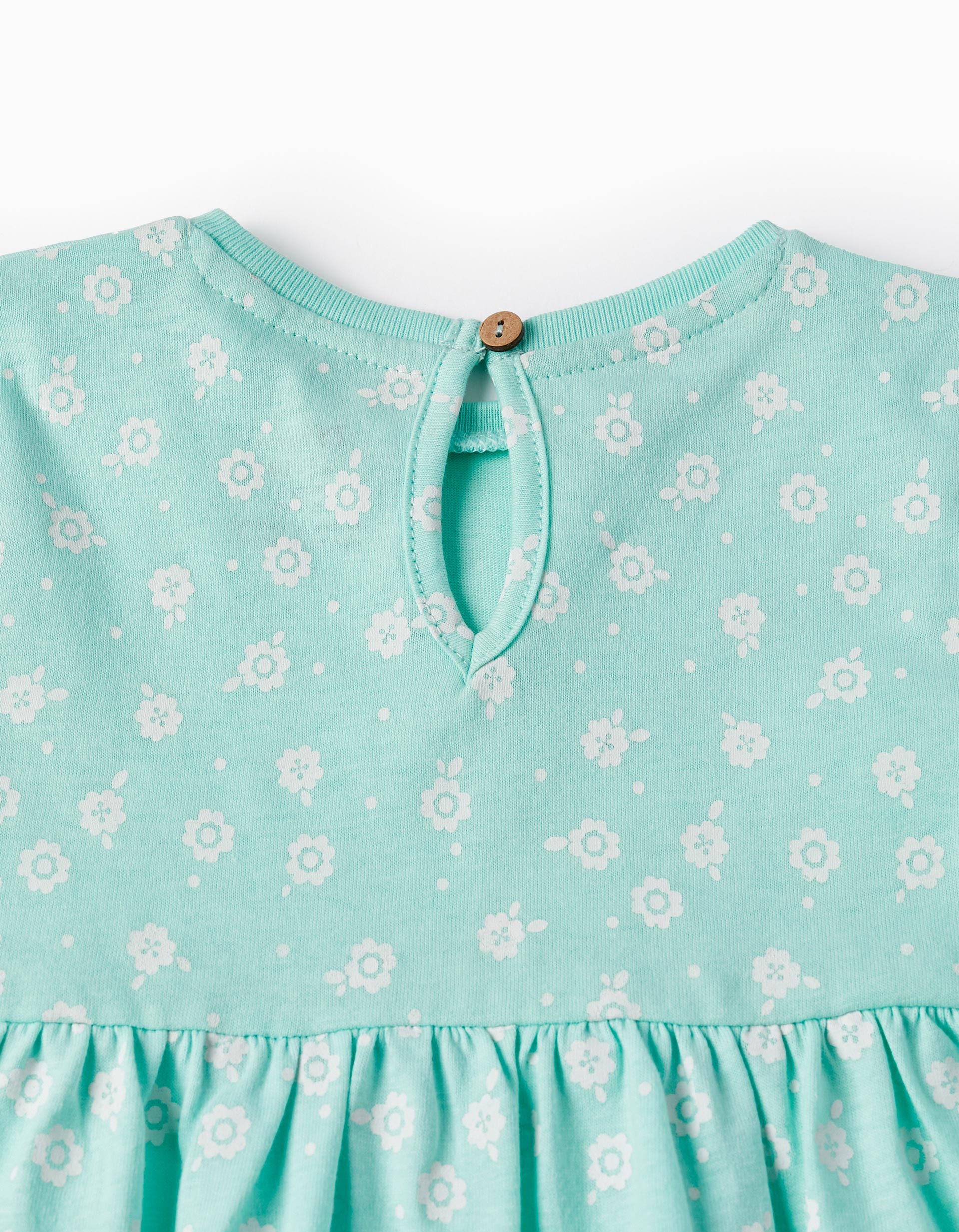 Dress with Pattern for Baby Girls 'Flowers', Aqua Green