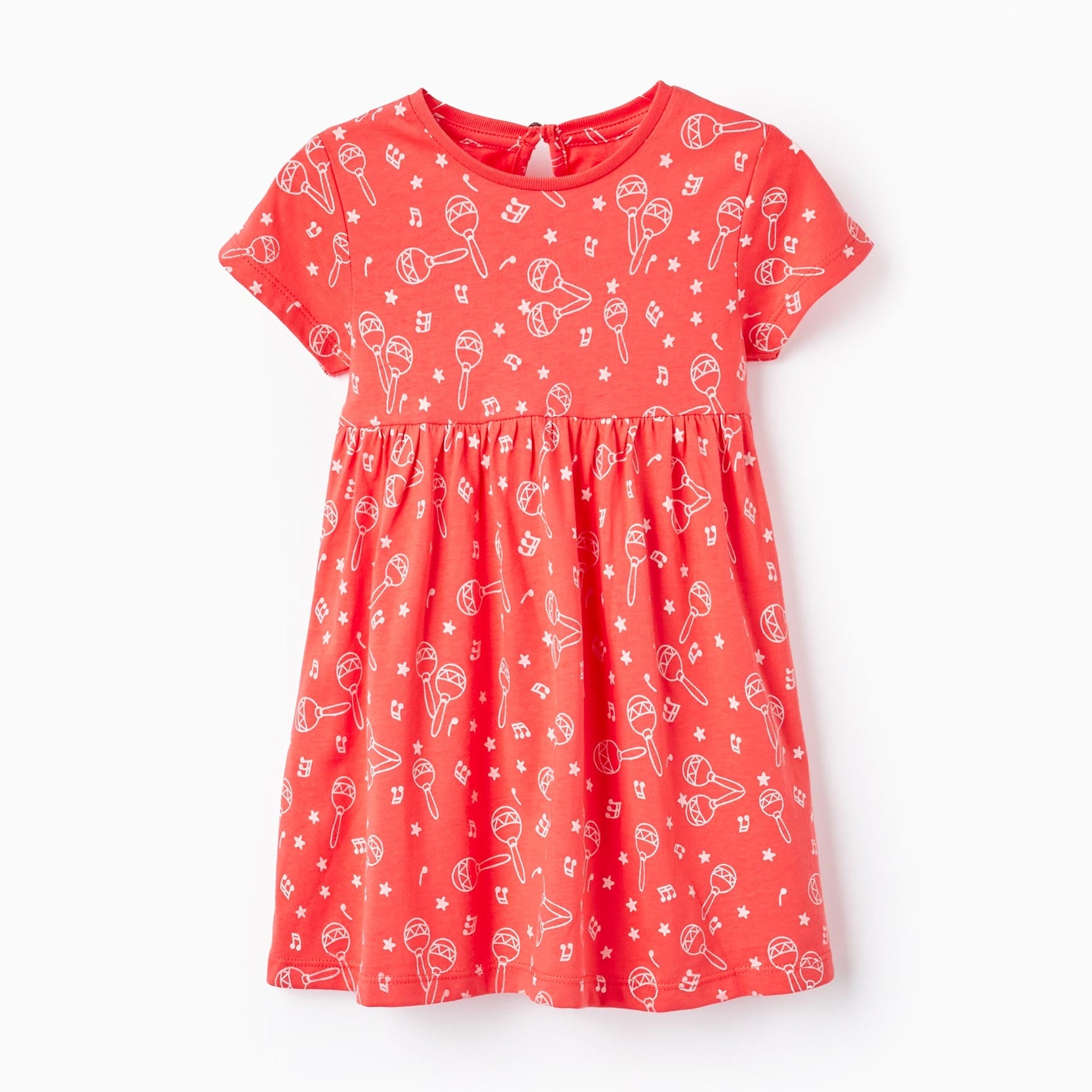 Dress with Pattern for Baby Girls 'Maracas', Dark Coral