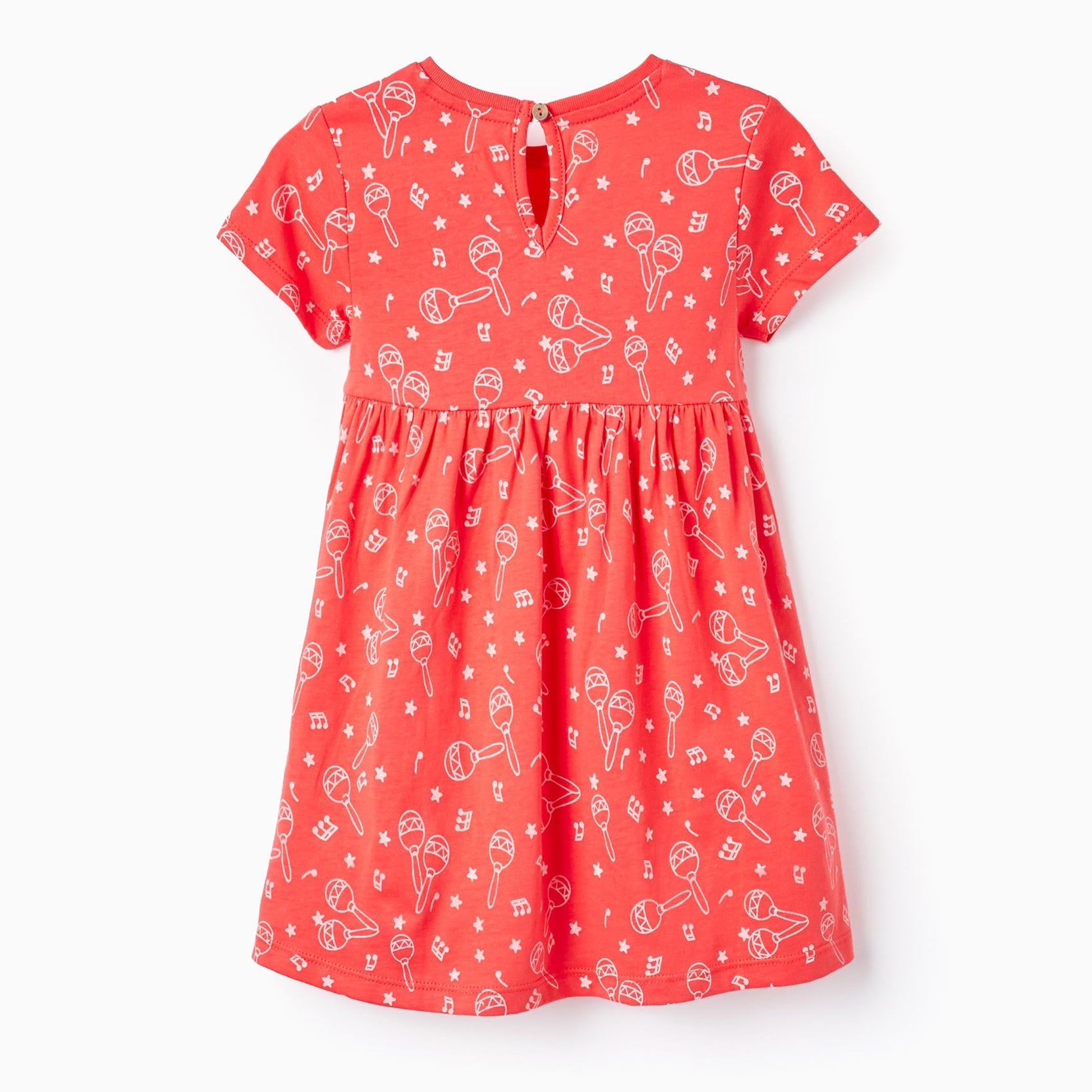 Dress with Pattern for Baby Girls 'Maracas', Dark Coral