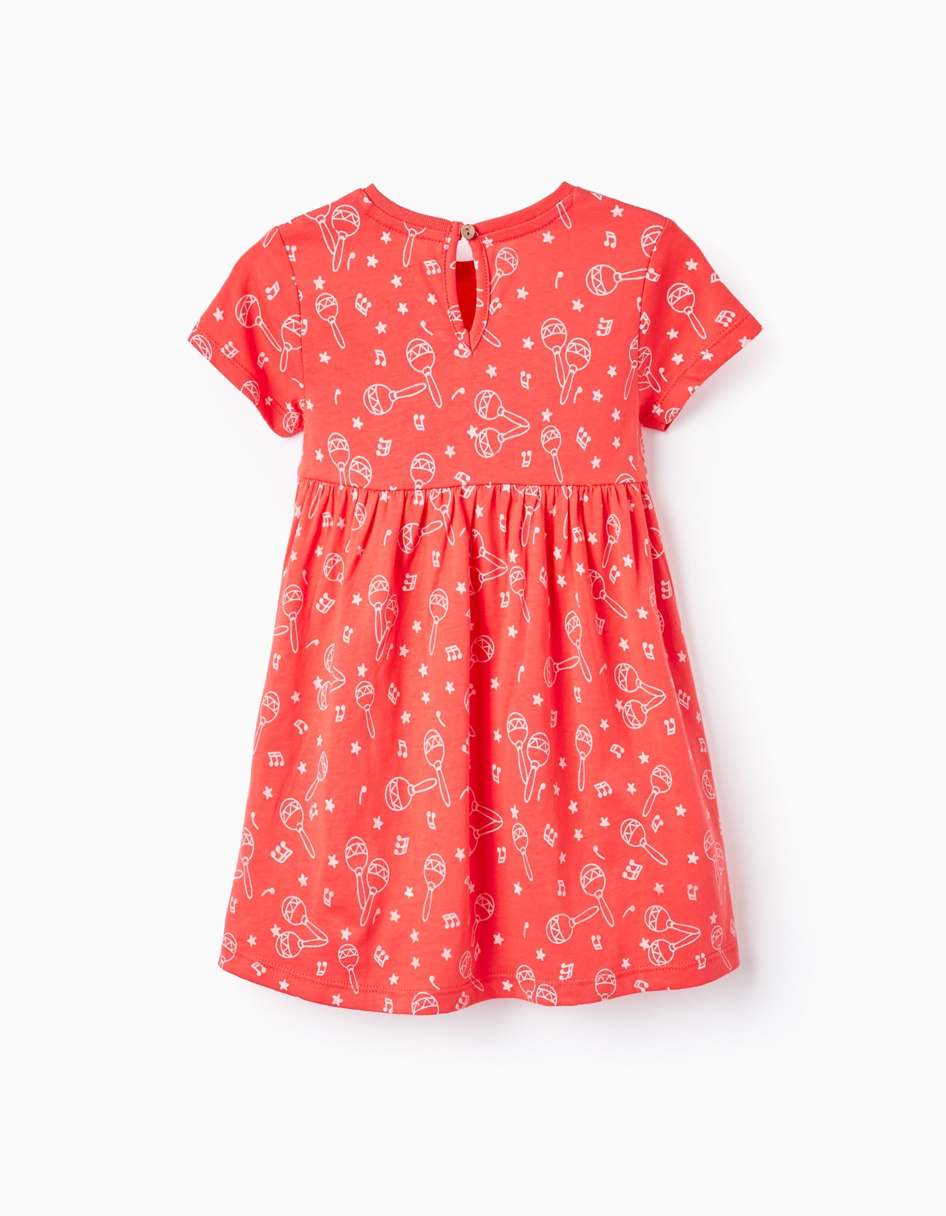 Dress with Pattern for Baby Girls 'Maracas', Dark Coral