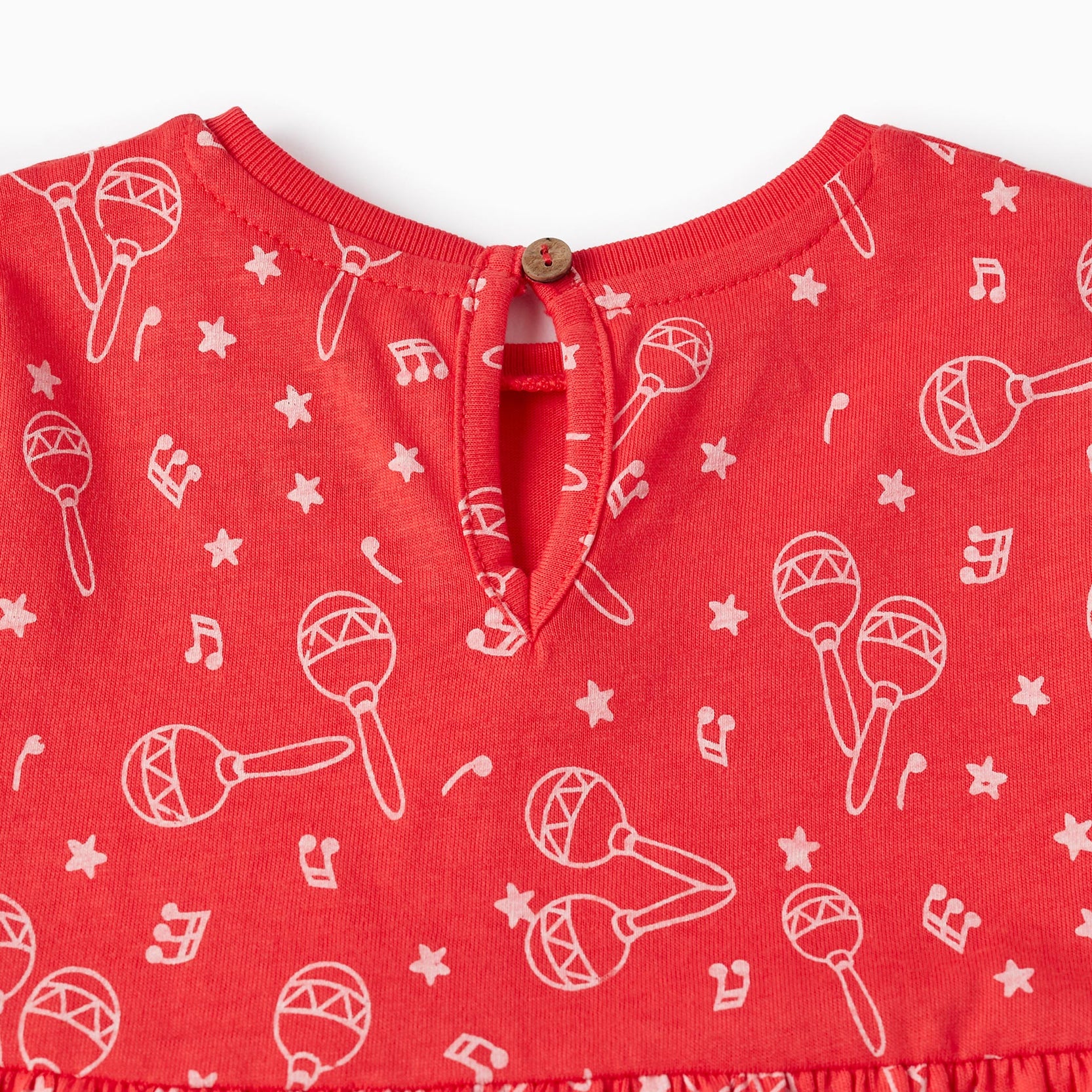 Dress with Pattern for Baby Girls 'Maracas', Dark Coral