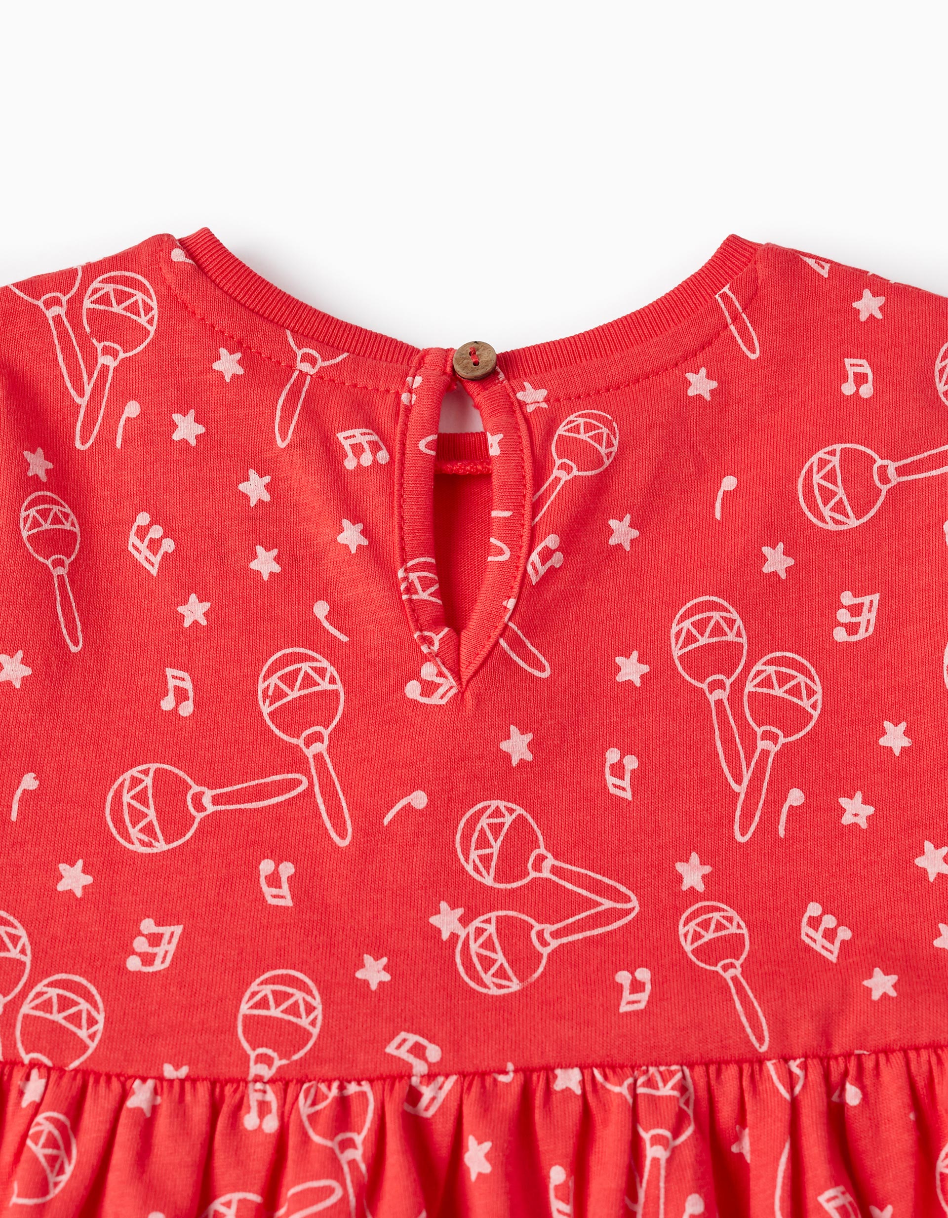 Dress with Pattern for Baby Girls 'Maracas', Dark Coral