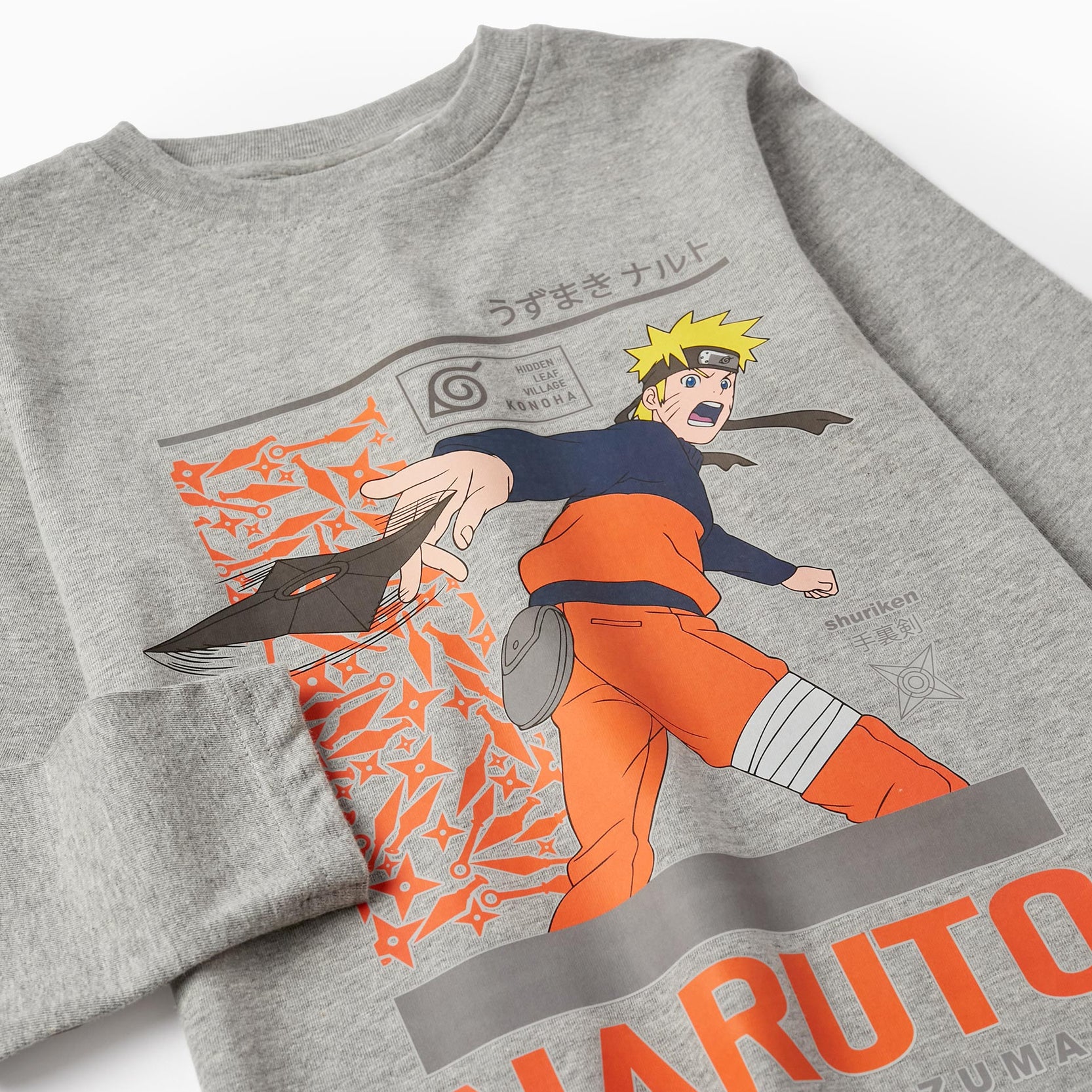Long Sleeve Cotton T-Shirt for Boys 'Naruto', Grey